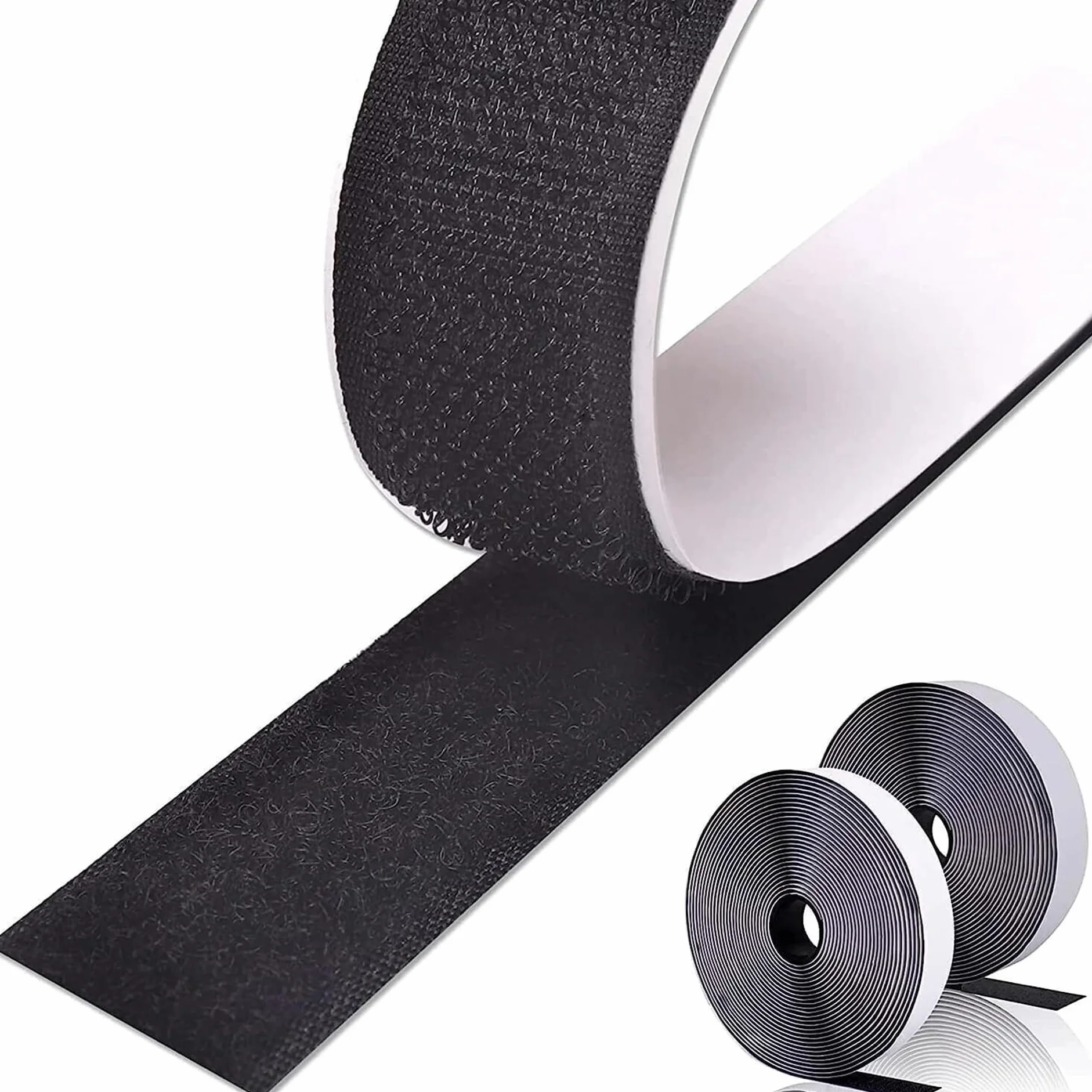 Nastro Adesivo Nero Doppia Faccia Forte [1 Metro x 50mm] Ganci e Asole | Strisce Autoadesive Tagliabili Resistenti per Fissaggio Casa Ufficio | Sistema Riutilizzabile Durevole Sostitutivo