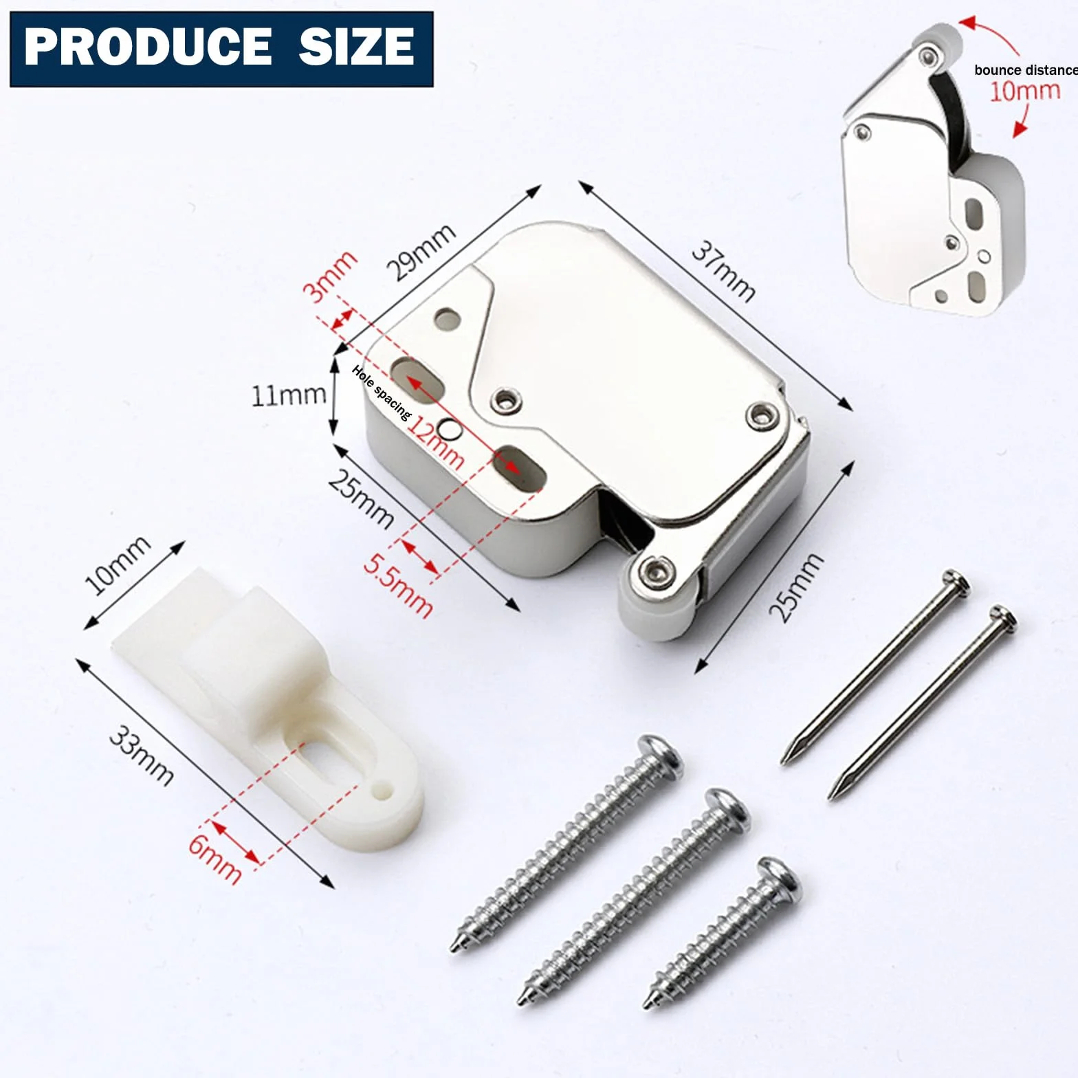 5 Pezzi mini chiusura porta,ferma porta push pull per ante,mini fermo a molla chiusura dell'armadio,chiusura dell'anta dell'armadio a molla,Scrocco a Molla Per Armadi,calamite per mobili chiusura