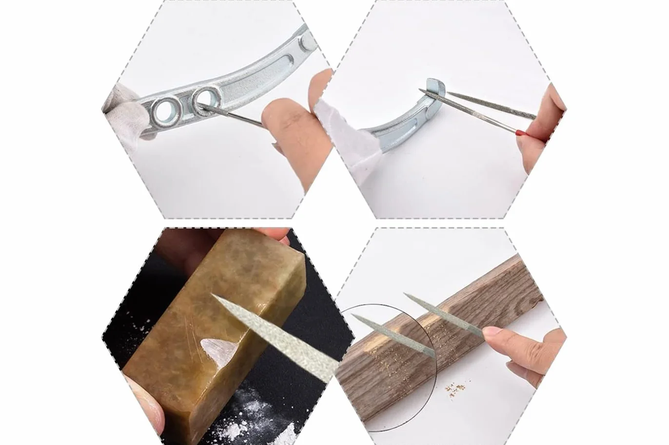 Set 10 Lime ad Ago di Precisione Diamantate 160mm Raspe per Metallo Legno