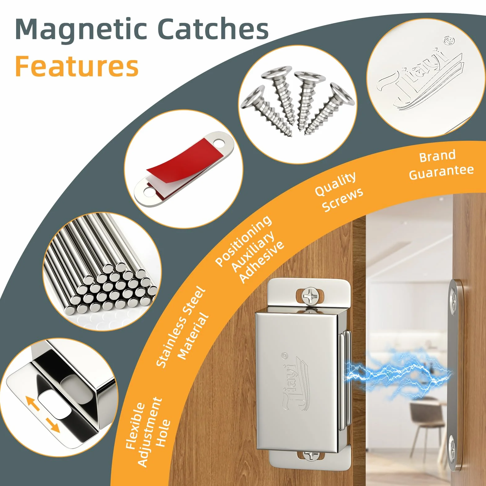 Calamite Ante Armadio Jiayi 2 Pezzi Calamita Porta Chiusura Magnetica Porta Inox 14KG Chiusure Magnetiche per Ante Mobili Magnete Chiusura per Cassetti Magneti Armadio Cucina Chiusure Chiudiporta