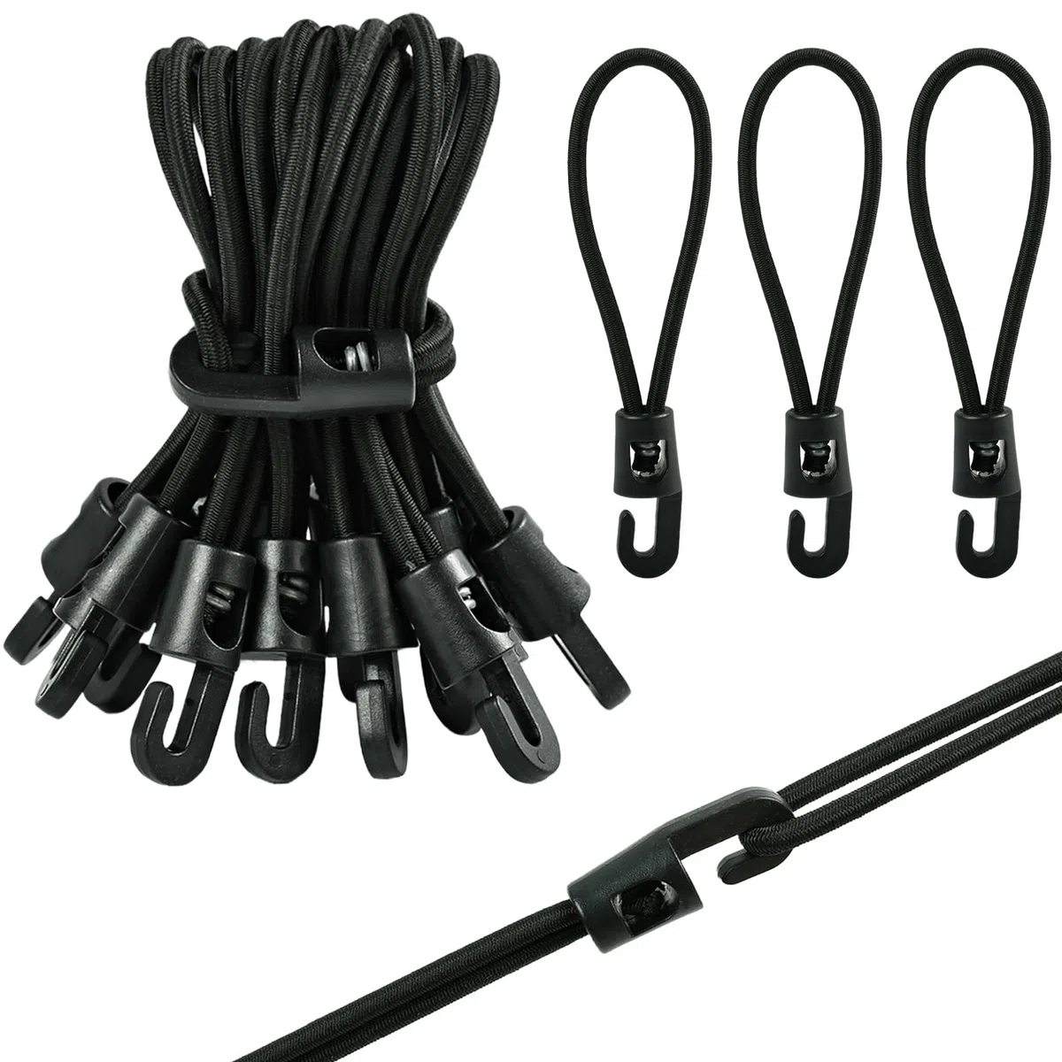 Tenditore per telo con Ganci,20 Pz Corde Elastiche con Gancio,Tenditori Elastici con Gancio,Tenditori per Teloni con Ganci,Corde Elastiche con Gancios Tenditor per Campeggio,Tarpe,Tende a Baldacchino