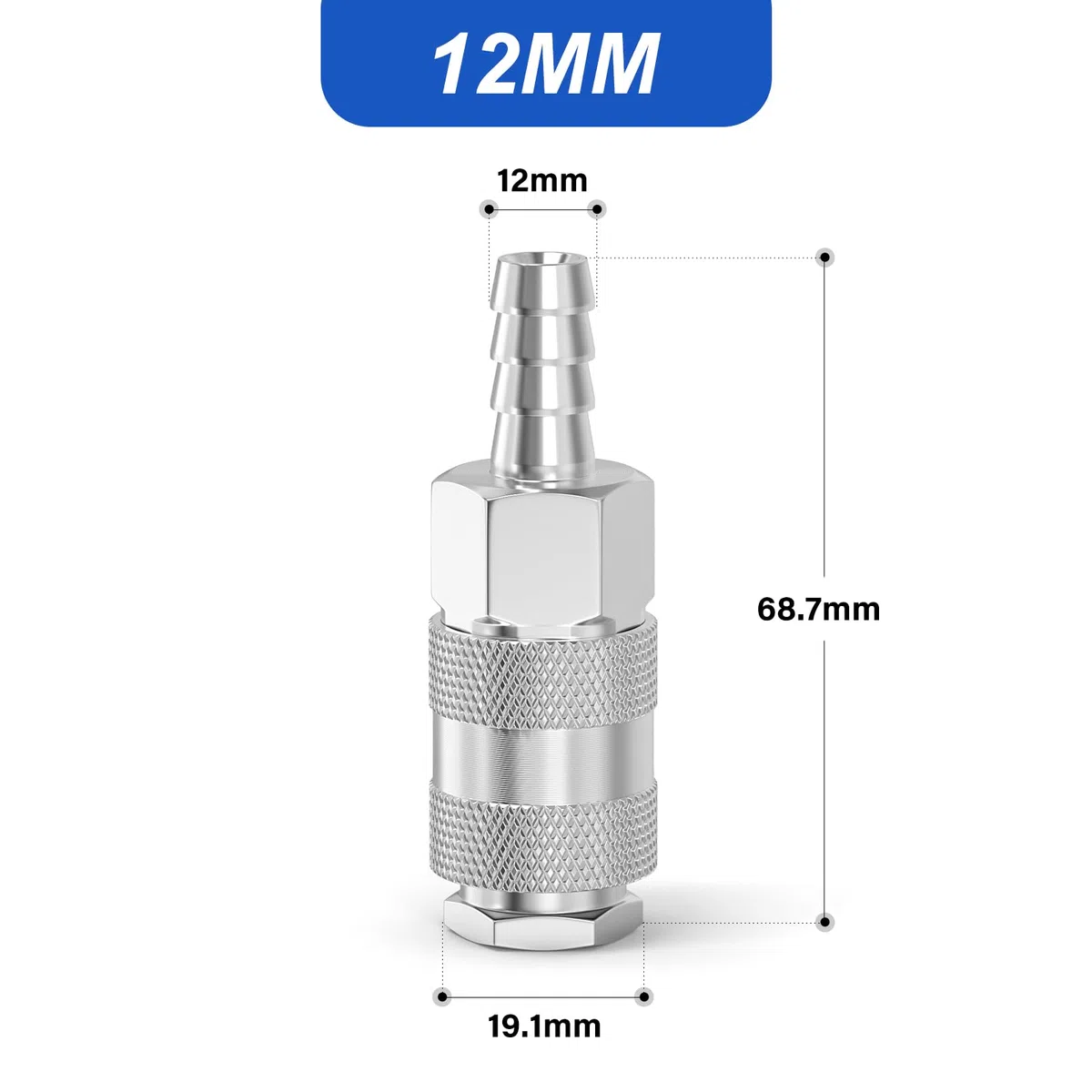 2 pezzi maschio accoppiamento aria industriale con 12MM Hose Barb, ferro nichelatura flusso Quick Connect aria compressore pneumatico raccordi