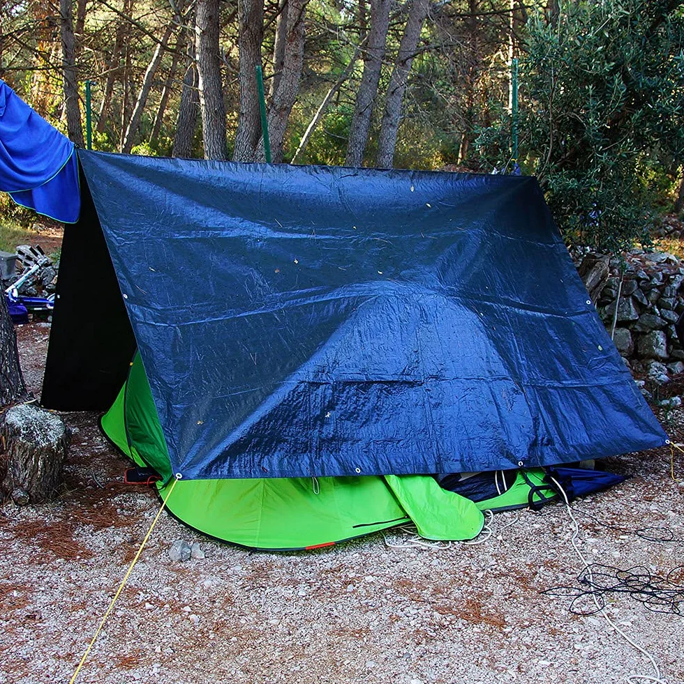 Mivos Telone di Copertura Universale 2 x 3 m - Blu - Impermeabile in tessuto 60 g/m² - Per Mobili da Giardino Legno - Antimuffa - Con Occhielli in Alluminio