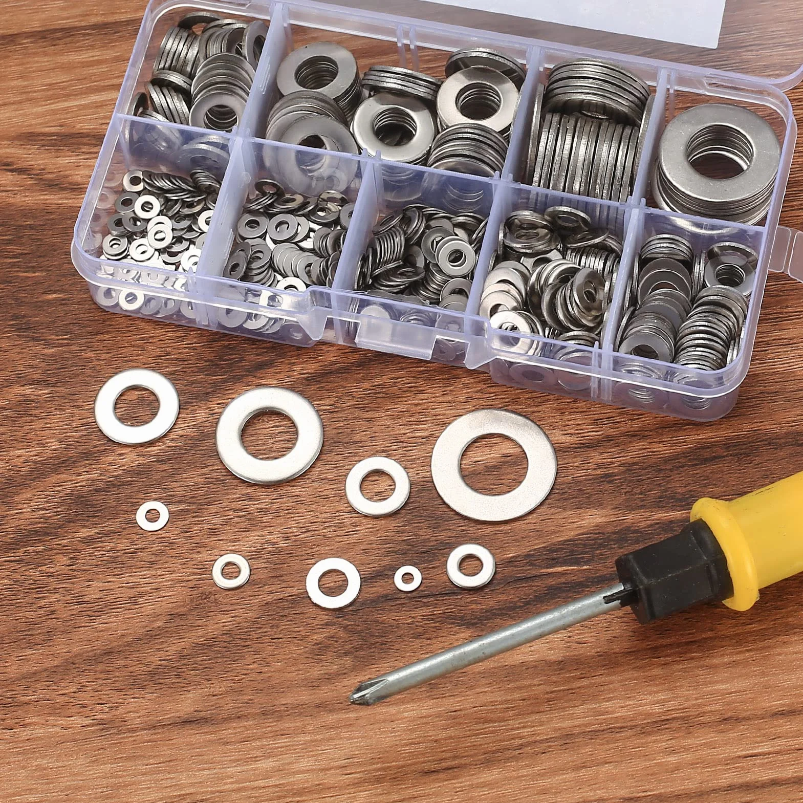 wugongshan 684 Pz Rondelle Piatte Set, Rondelle di Sicurezza in Acciaio Inox, Rondelle Alzaporta Rotonde per Riparazioni, Fabbrica, Impianti Idraulici - M2 M2.5 M3 M4 M5 M6 M8 M10 M12, 9 Dimensioni
