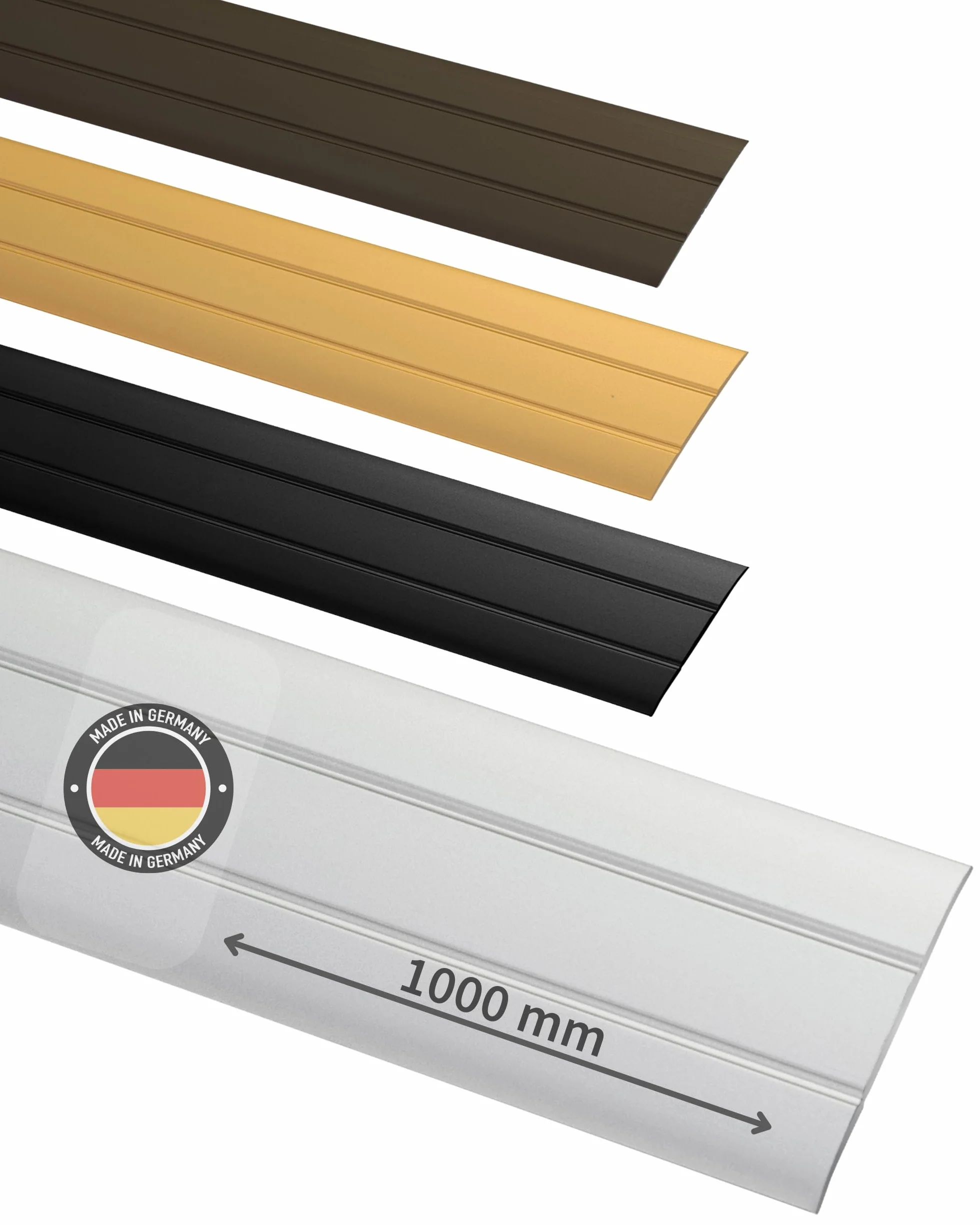 Gedotec Profilo di transizione autoadesivo argento 1000 mm alluminio I Lunghezza 1 m, larghezza 37 mm I Made in Germany I Guida di transizione in alluminio anodizzato, listello di transizione senza