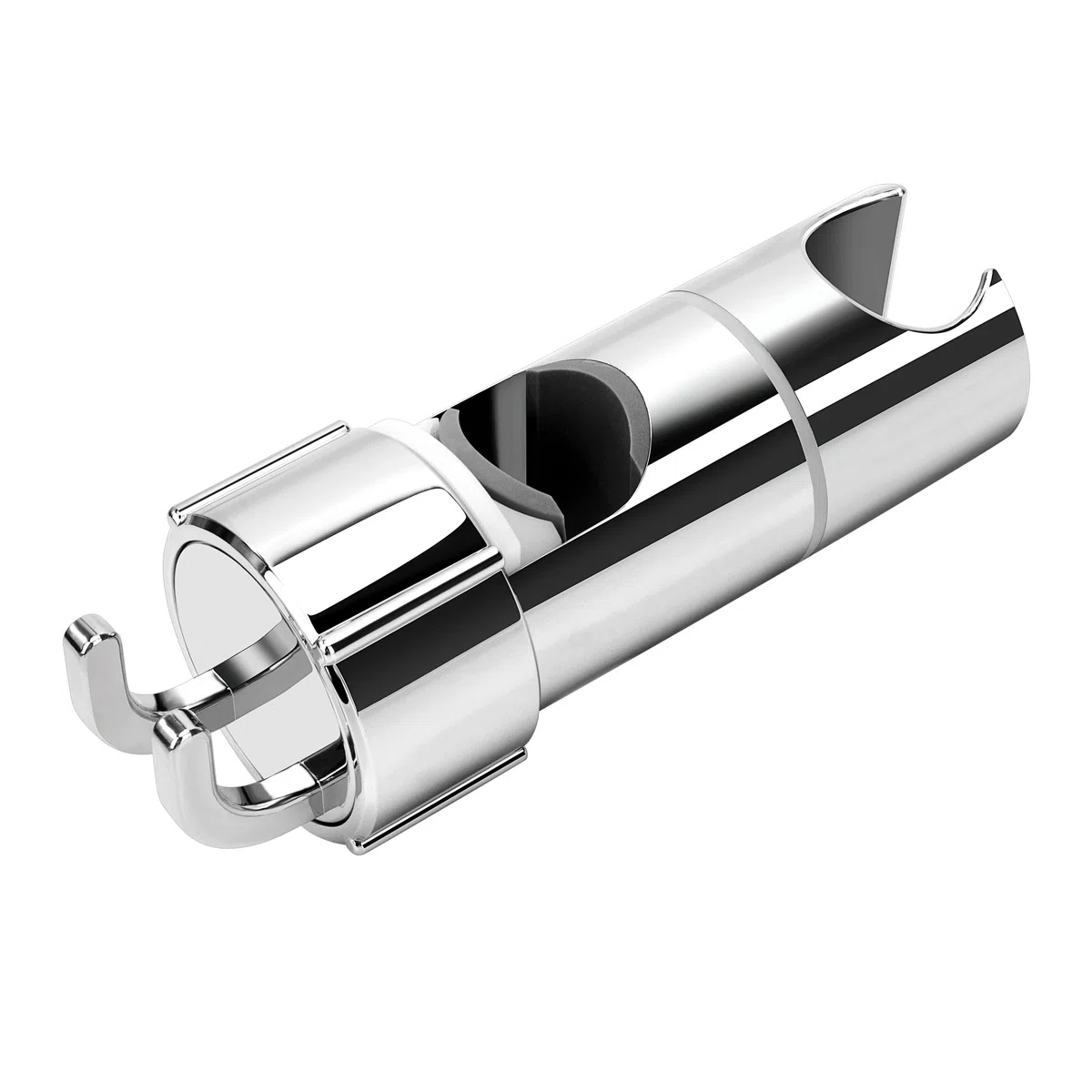 Universale Supporto Soffione Doccia con 2 Ganci, Supporto Doccia per Soffioni Doccia da 16-27 mm, per Soffione Saliscendi a Mano Bagno, Cromata, Argento