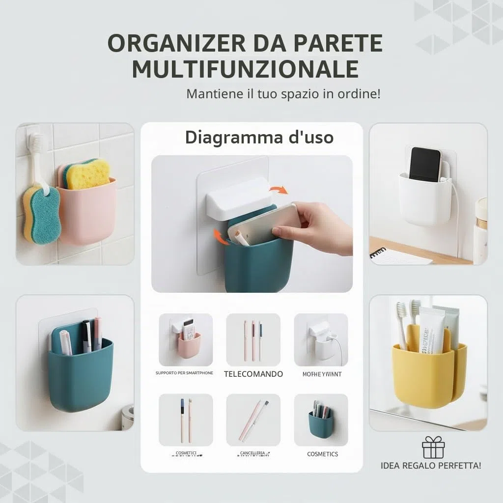 Set da 4 Pezzi di Mensola da Bagno a Parete, Organizzatore Compatto Moderno, 11,5x9x8,5 cm