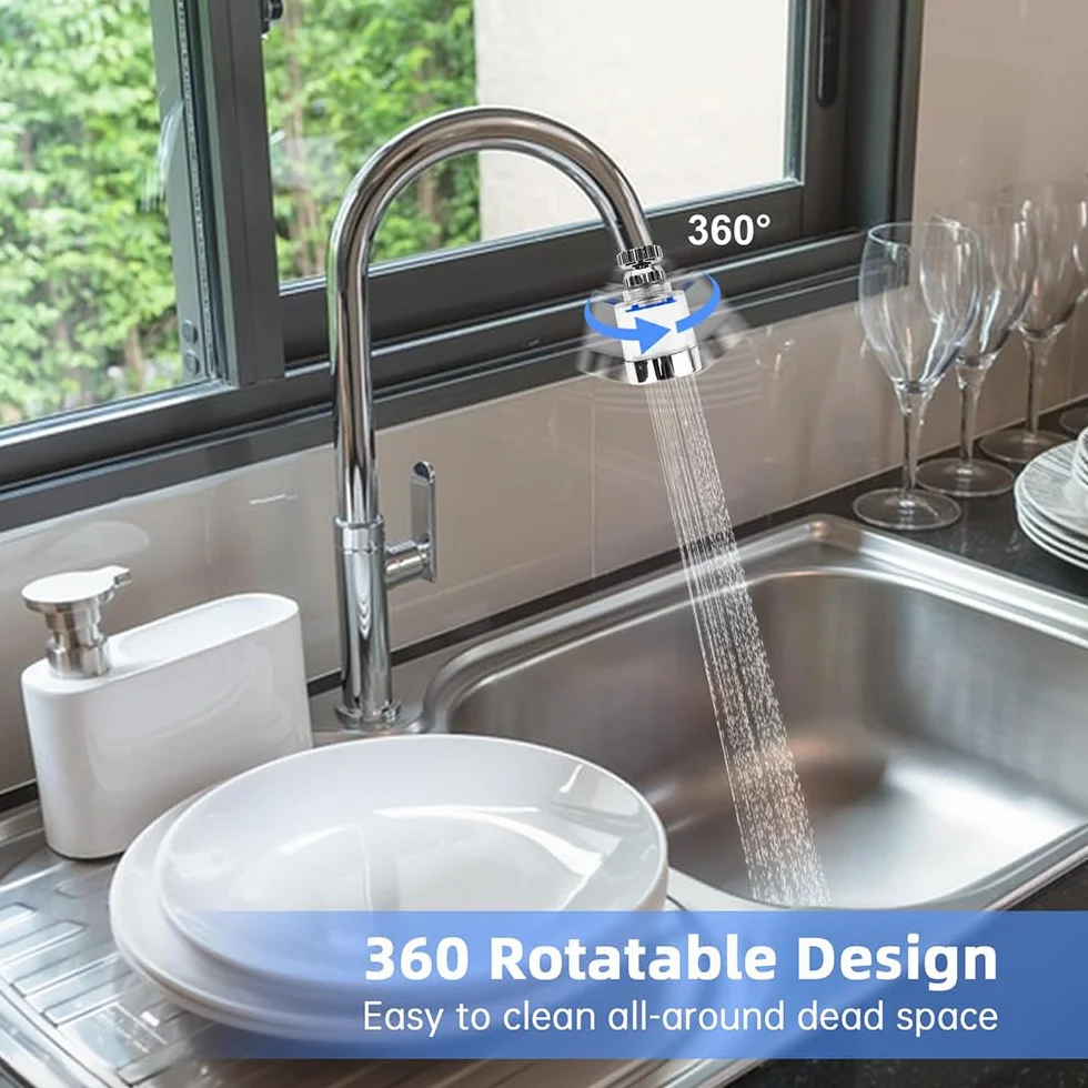 2 Pezzi Ruotabile A 360° Rubinetto Depuratore Acqua filtri per rubinetto Con 6 Elementi Filtranti In Cotone PP Filtro calcare dell'Acqua del Rubinetto Filtro Lavandino Bagno per cucina e bagno