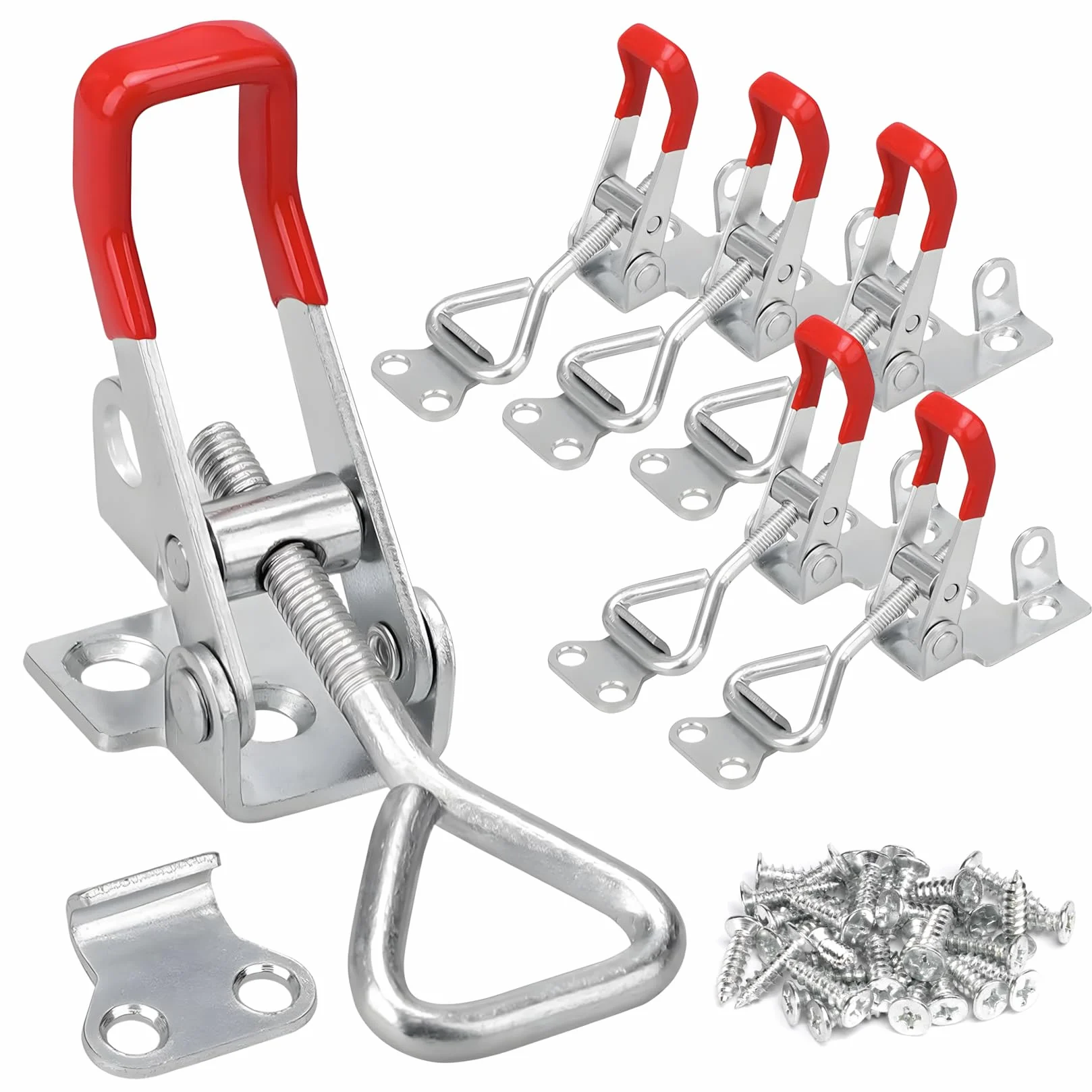 Chiusura a Leva Regolabile, 6 Pz Morsetti a Ginocchiera Chiavistello Regolabili, Morsetto in Metallo, Bloccaggio Chiusura a Ginocchiera a Tensione, Ganci a Blocco Leva per Scatole Armadio(100 kg)