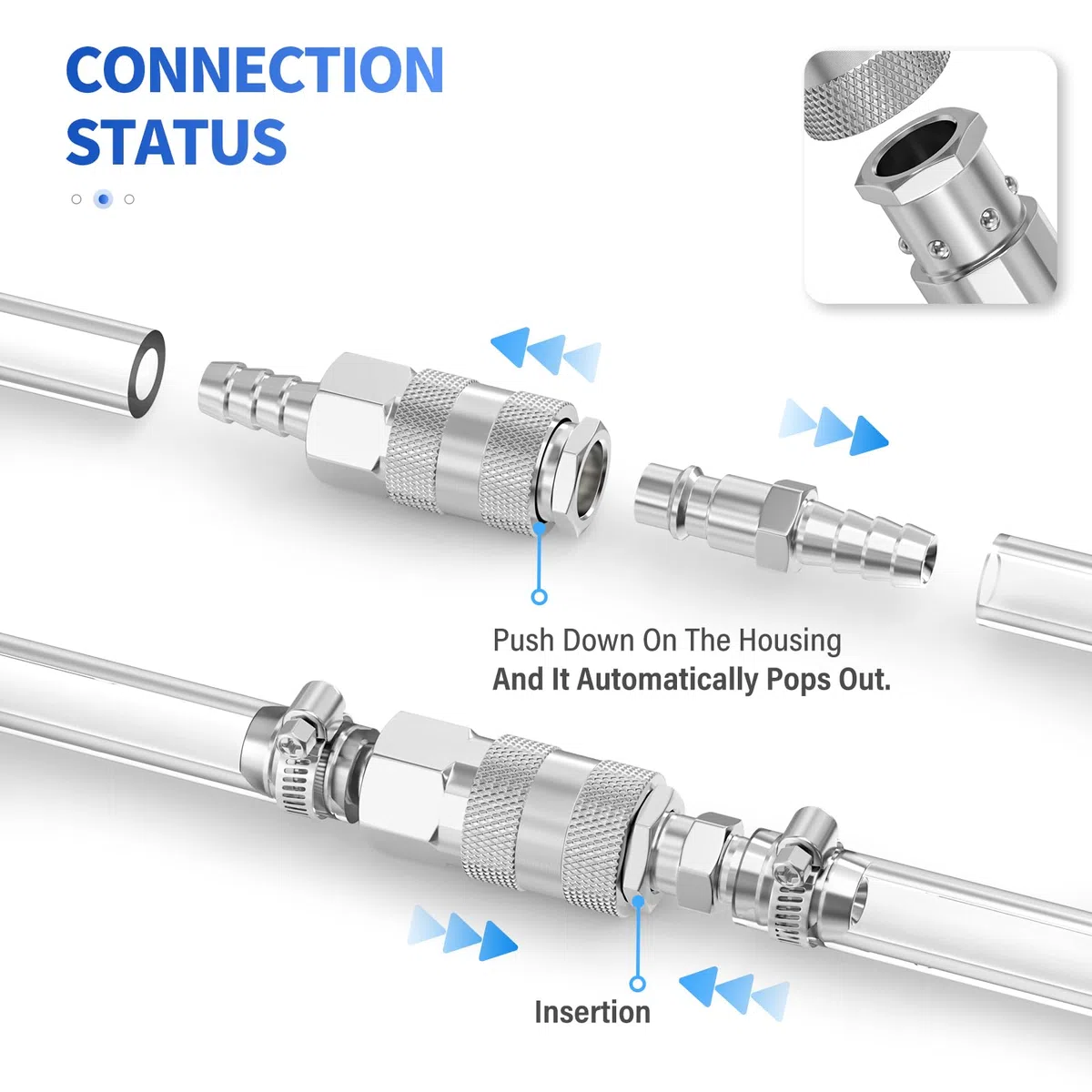 2 pezzi maschio accoppiamento aria industriale con 12MM Hose Barb, ferro nichelatura flusso Quick Connect aria compressore pneumatico raccordi