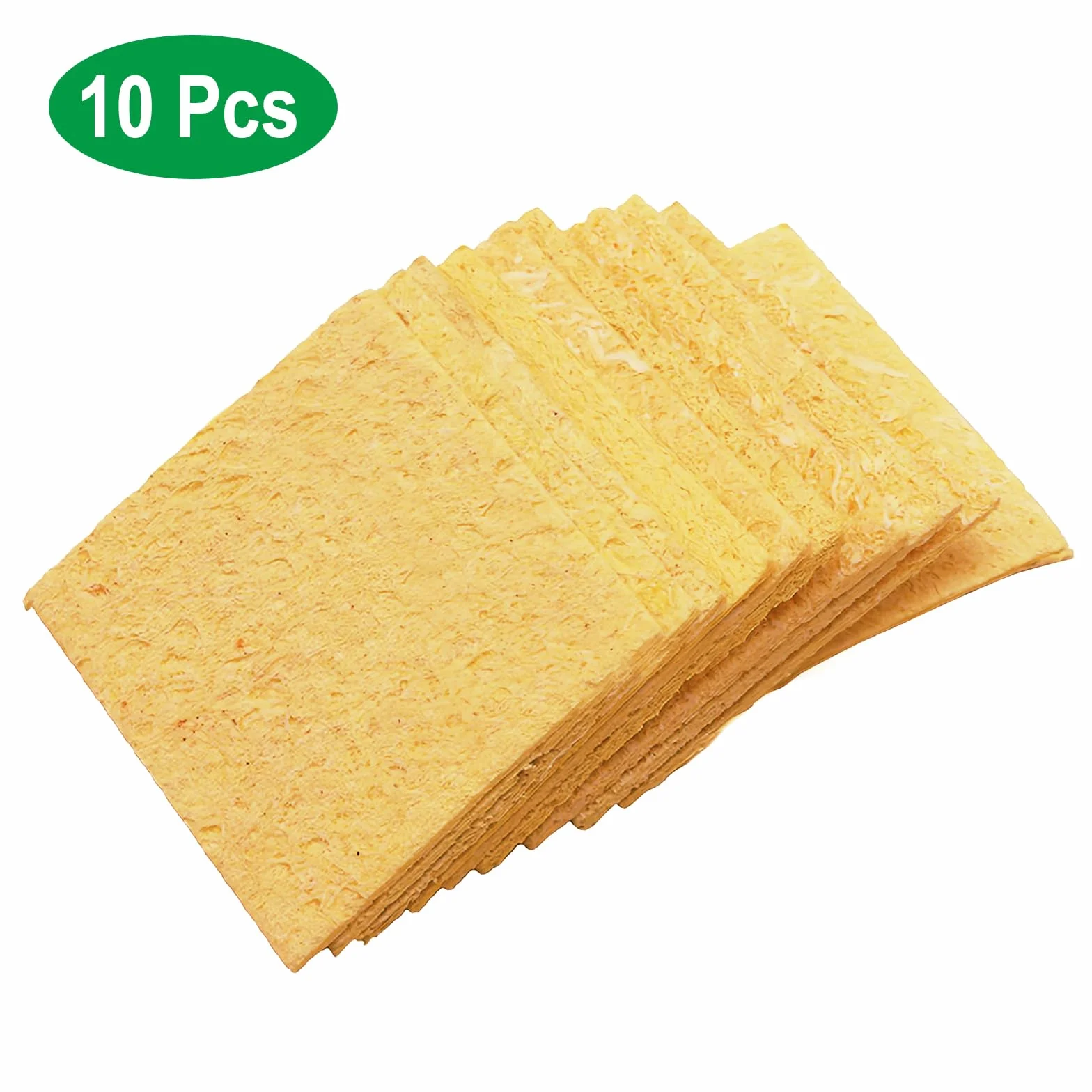 Spugna per Pulizia Saldatore 10 Pcs - Spugnetta per Punte di Ferro da Saldatura - Ricambio per Stazioni di Saldatura - Strumento di Pulizia per Pastiglie e Punte (61x61x2.7 mm)
