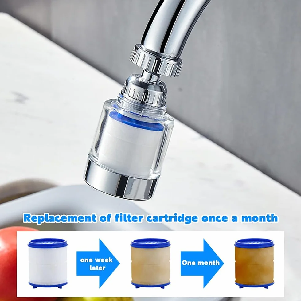2 Pezzi Ruotabile A 360° Rubinetto Depuratore Acqua filtri per rubinetto Con 6 Elementi Filtranti In Cotone PP Filtro calcare dell'Acqua del Rubinetto Filtro Lavandino Bagno per cucina e bagno