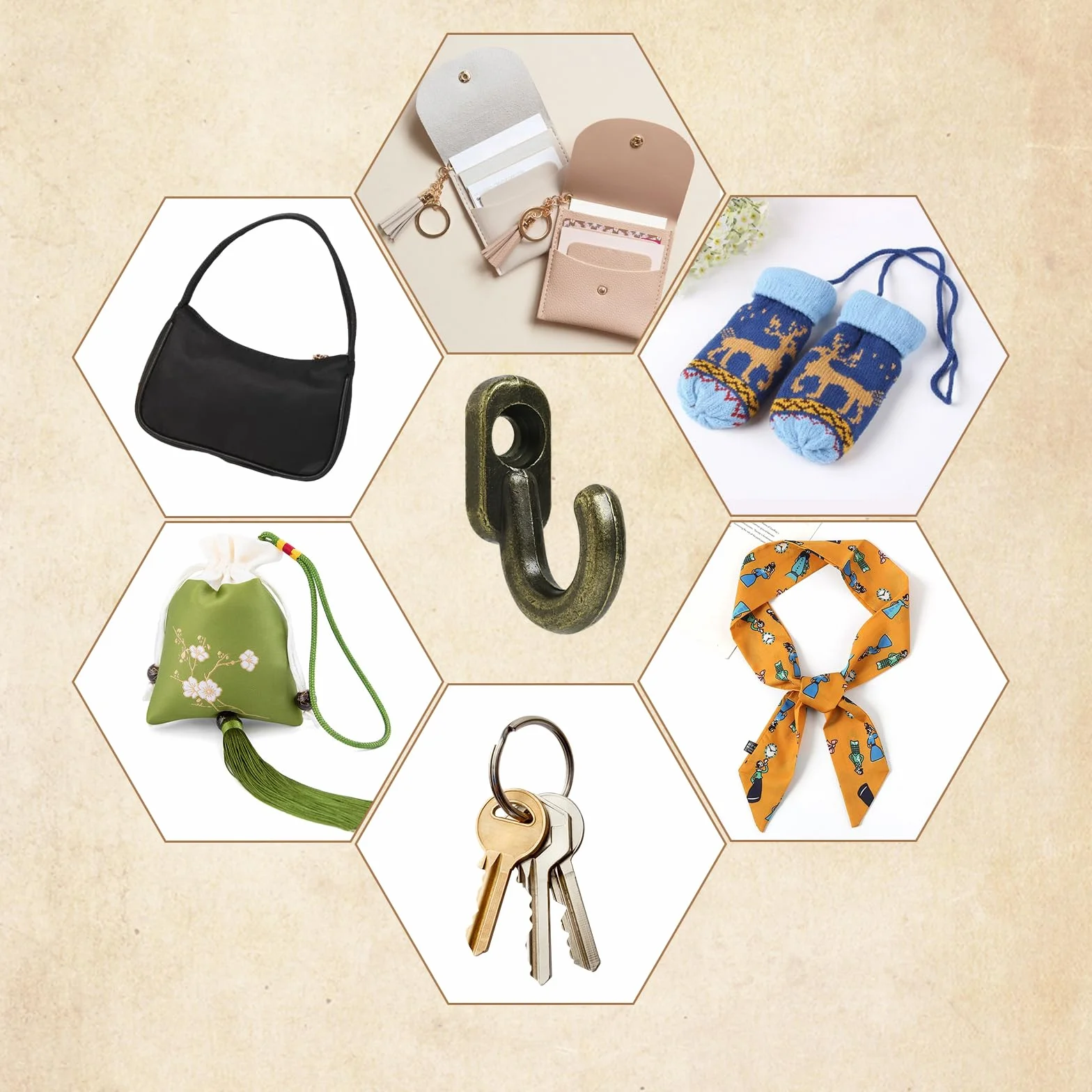 Piccoli ganci da avvitare in bronzo, 20 pezzi, ganci a vite, piccoli ganci per viti, ganci decorativi da parete per avvitare, gancio per portachiavi, gancio per porta, cucina, corridoio, ufficio