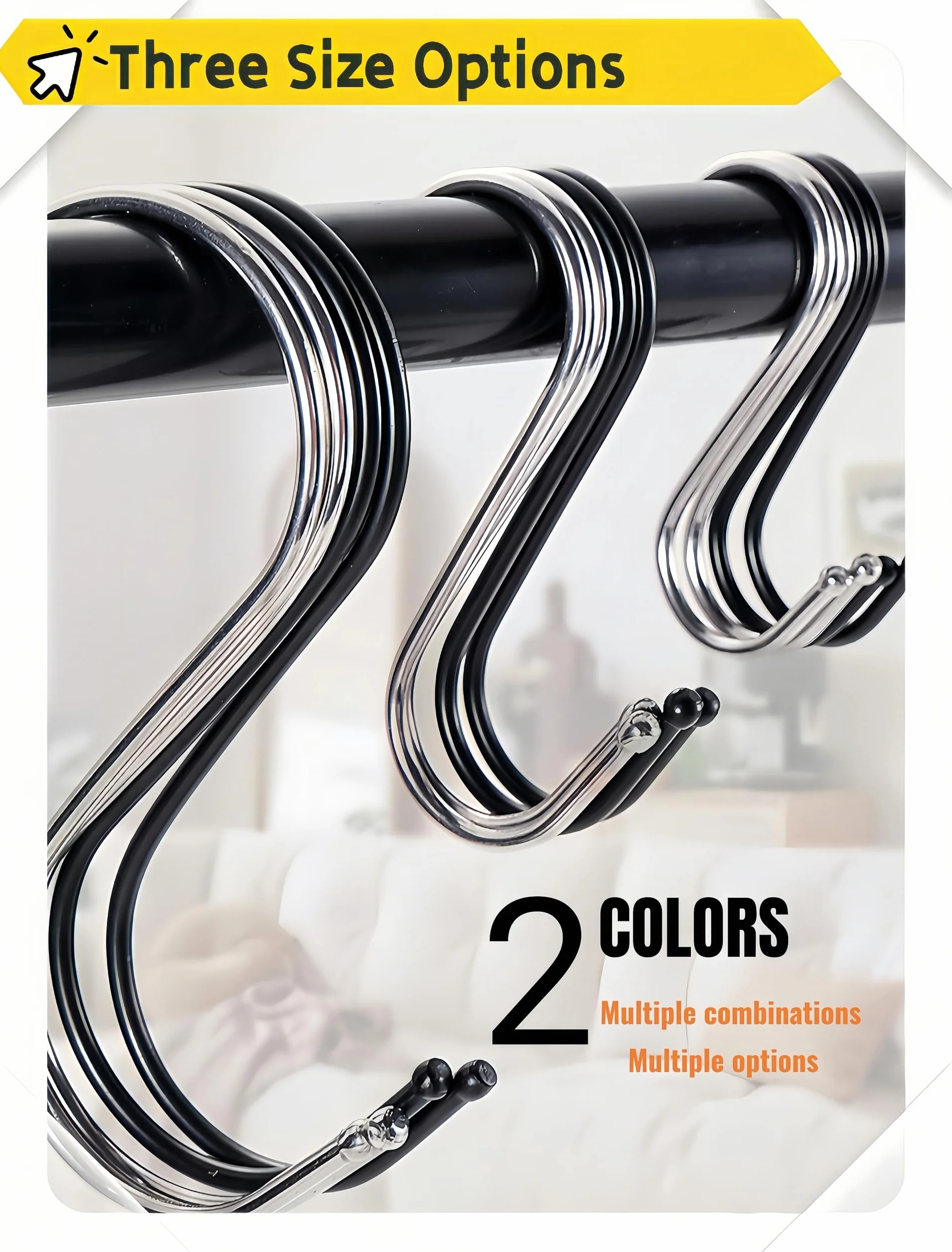 20 Pezzi Ganci a S, Ganci a Forma di S Grande da 12 cm, gancio a S in Acciaio Inox Resistente per Appendere in Cucina, Bagno, Camera da Letto, Soggiorno e Ufficio (Nero)