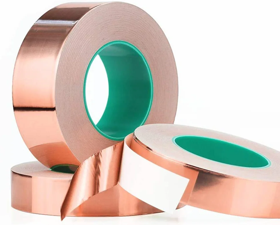 LLPT Nastro in lamina di Rame | 1,2 cm x 10 m x 0,08 mm | Doppia Conduzione | per schermatura EMI, circuiti su vetro colorato, riparazioni elettriche e messa a terra, adesivo potente (CF130)