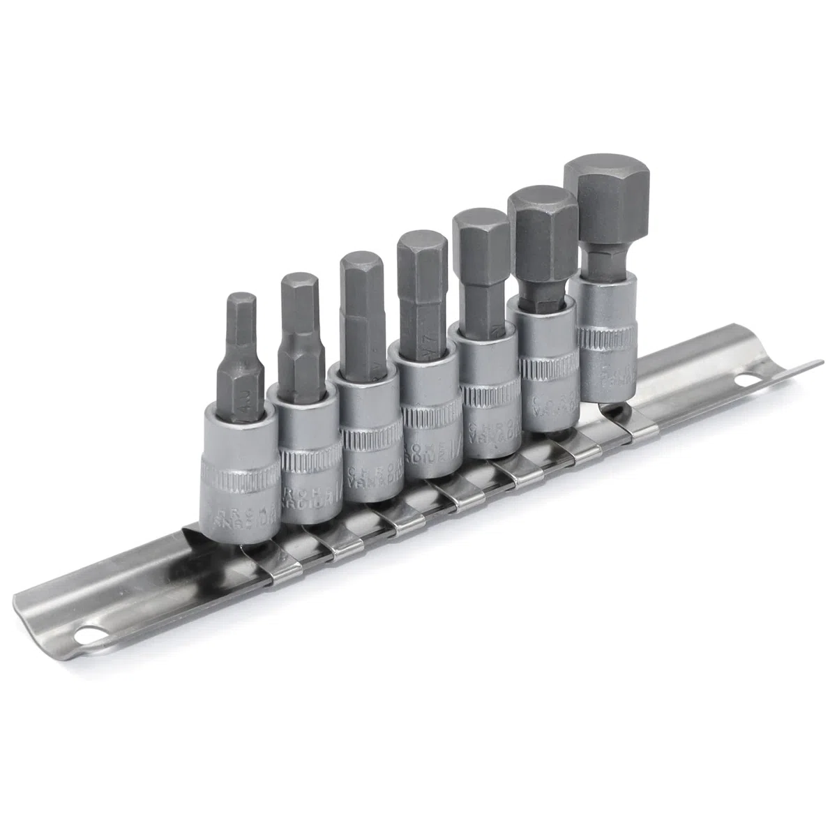 DAKCOS Set di punte per bussole da 6.3mm（1/4"）,7 pezzi manicotto esagonali metriche 4 mm - 12 mm,bit di S2 in acciaio legato e bussola d'acciaio al cromo vanadio