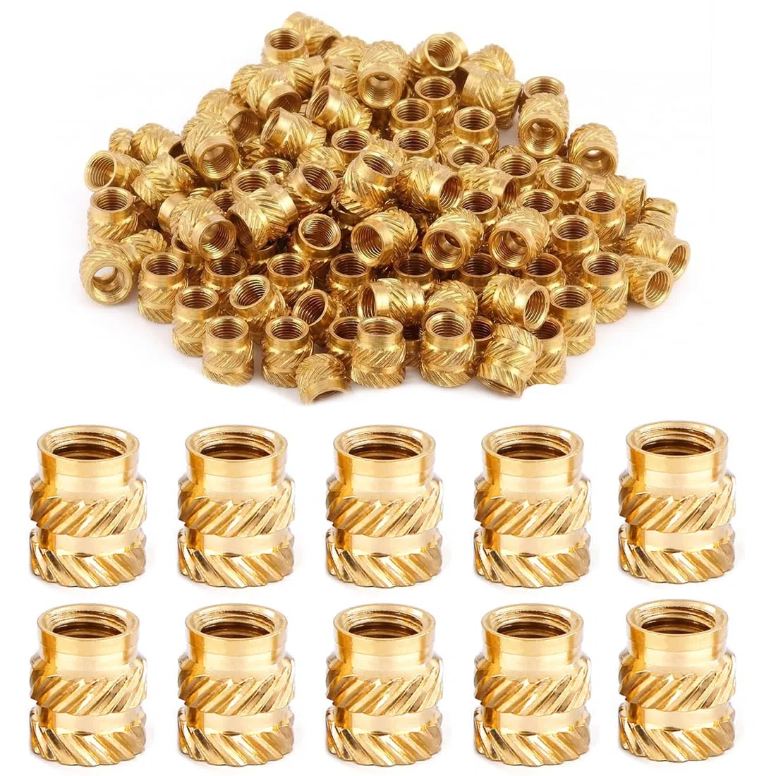 Inserti Filettati Stampa 3D M4 4Mm 100 Pezzi Ottone Oro Termofissati Zigrinati
