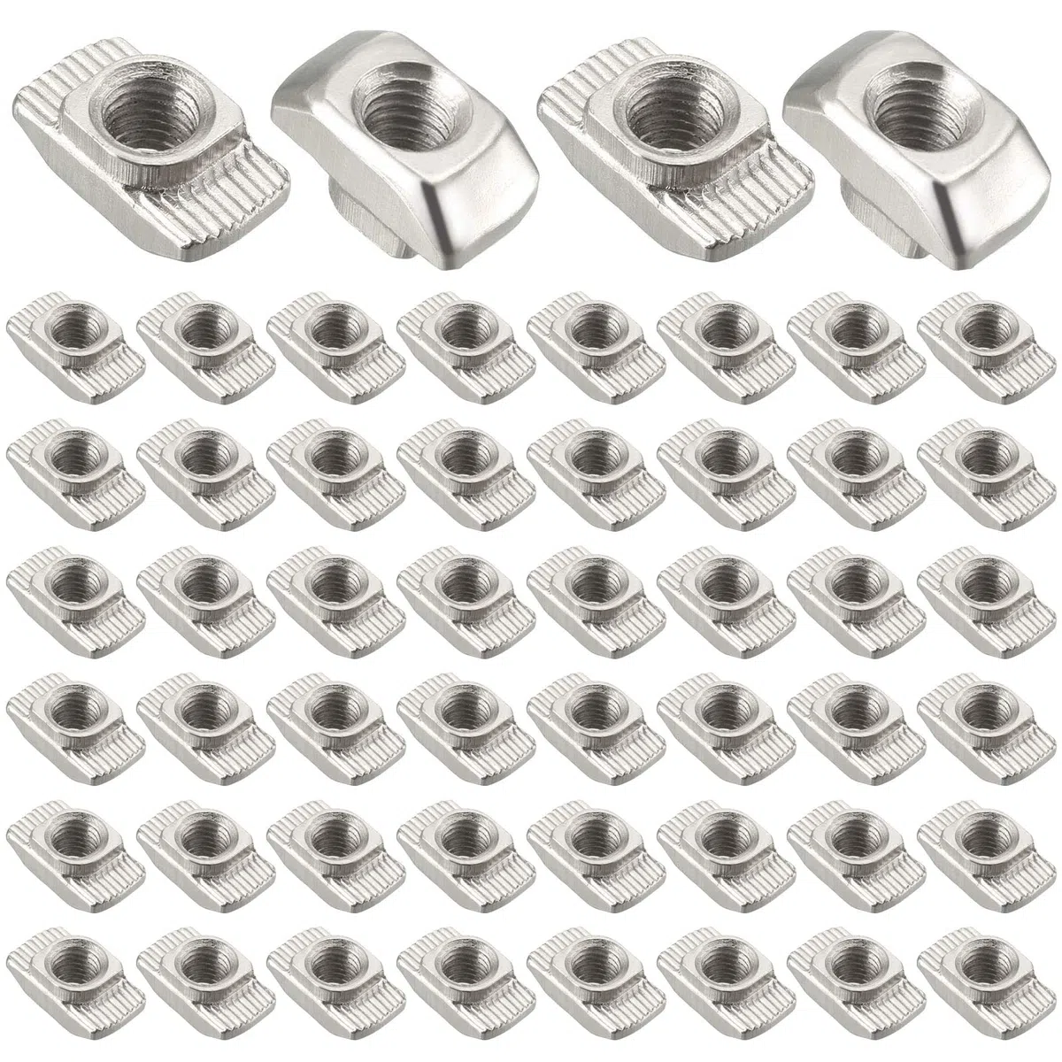 Dadi, 50 Pezzi Dado a T-Scanalatura, 2020 T Scanalatura Dado M5 in Acciaio al Carbonio, Dado a Testa Martello, Dado con T Nuts Scorrevole per Profilato in Alluminio, Mobili Ecc (EU20-M5 10 x 6)