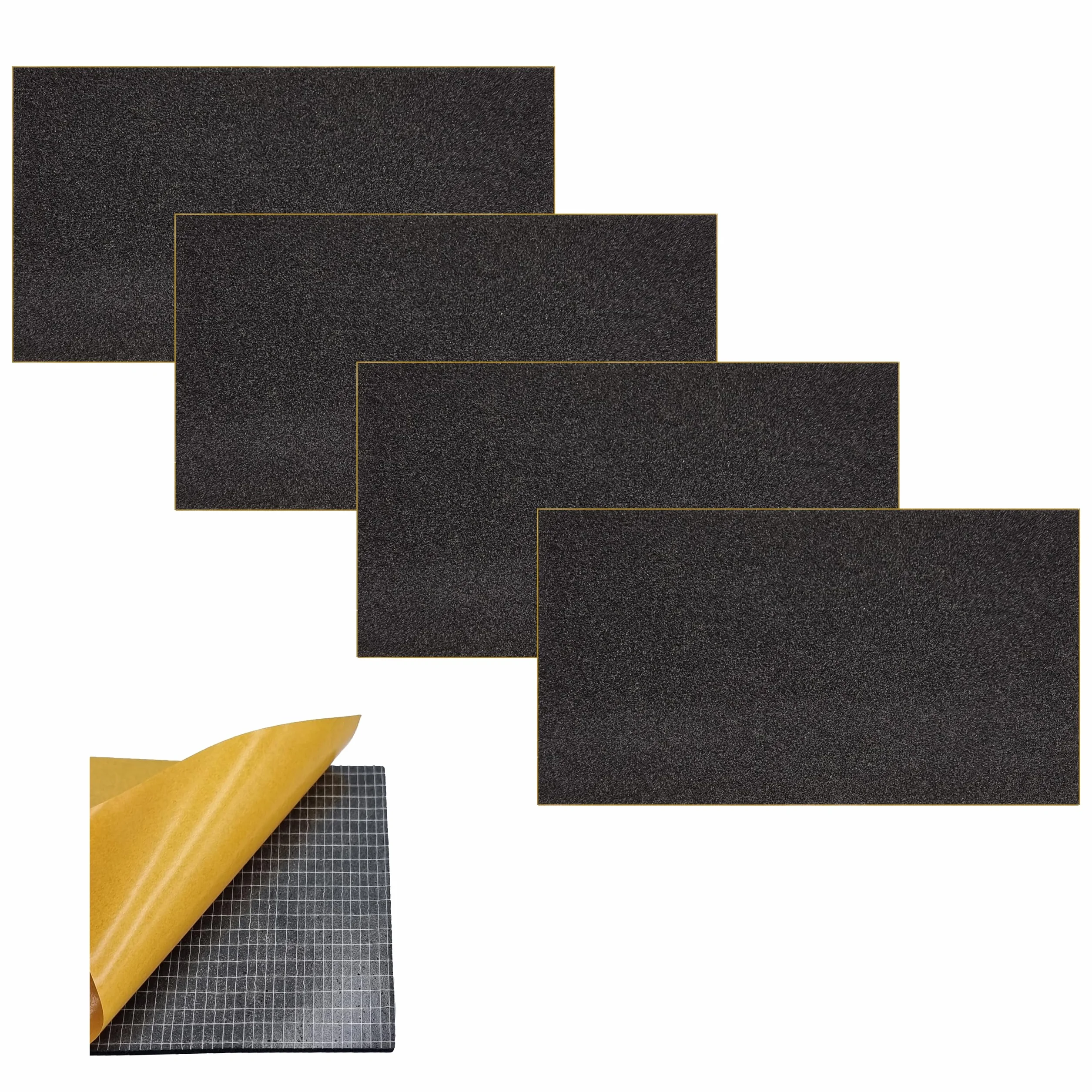 ACIT Foglio di neoprene adesivo isolante, Confezione da 4 fogli, guarnizione adesiva, gomma adesiva, pannelli poliuretano espanso, gomma nera EPDM espansa (10 x 10 CM, Spessore 3MM)