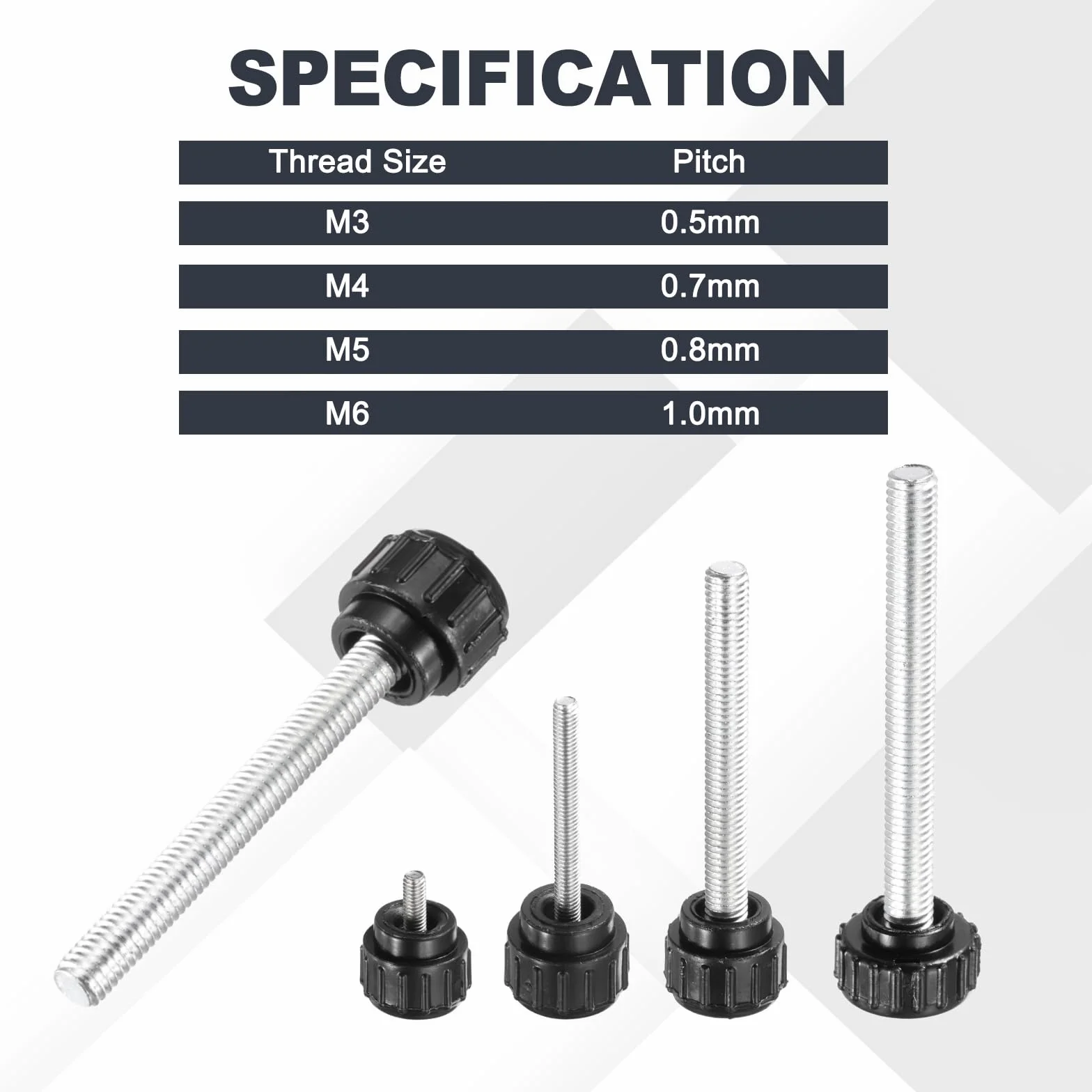 QUARKZMAN Manopole Di Serraggio Rigate Viti A Mano Maniglie Bulloni M3 X 10 Mm Filetto Maschio Testa Da 14 Mm Per Elettronica Automobilistica Montaggio Mobili Del(Nero, Confezione Da 15)