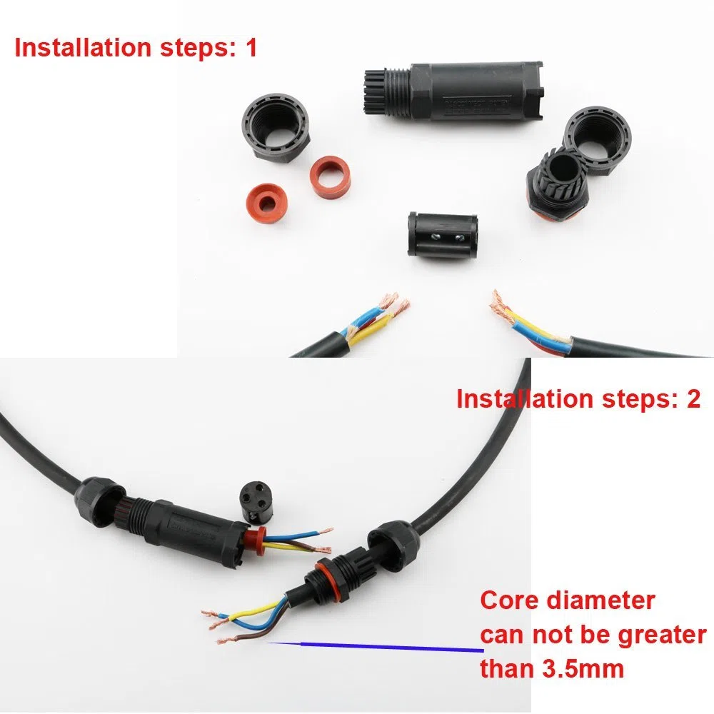 Connettore cavi impermeabile IP68, CESFONJER 2pezzi connettore per cavi esterni, scatola giunzione esterna, accoppiatore per manicotti per connettori per cavi per cavi da 2 o 3 pin di diametro 5-13 mm