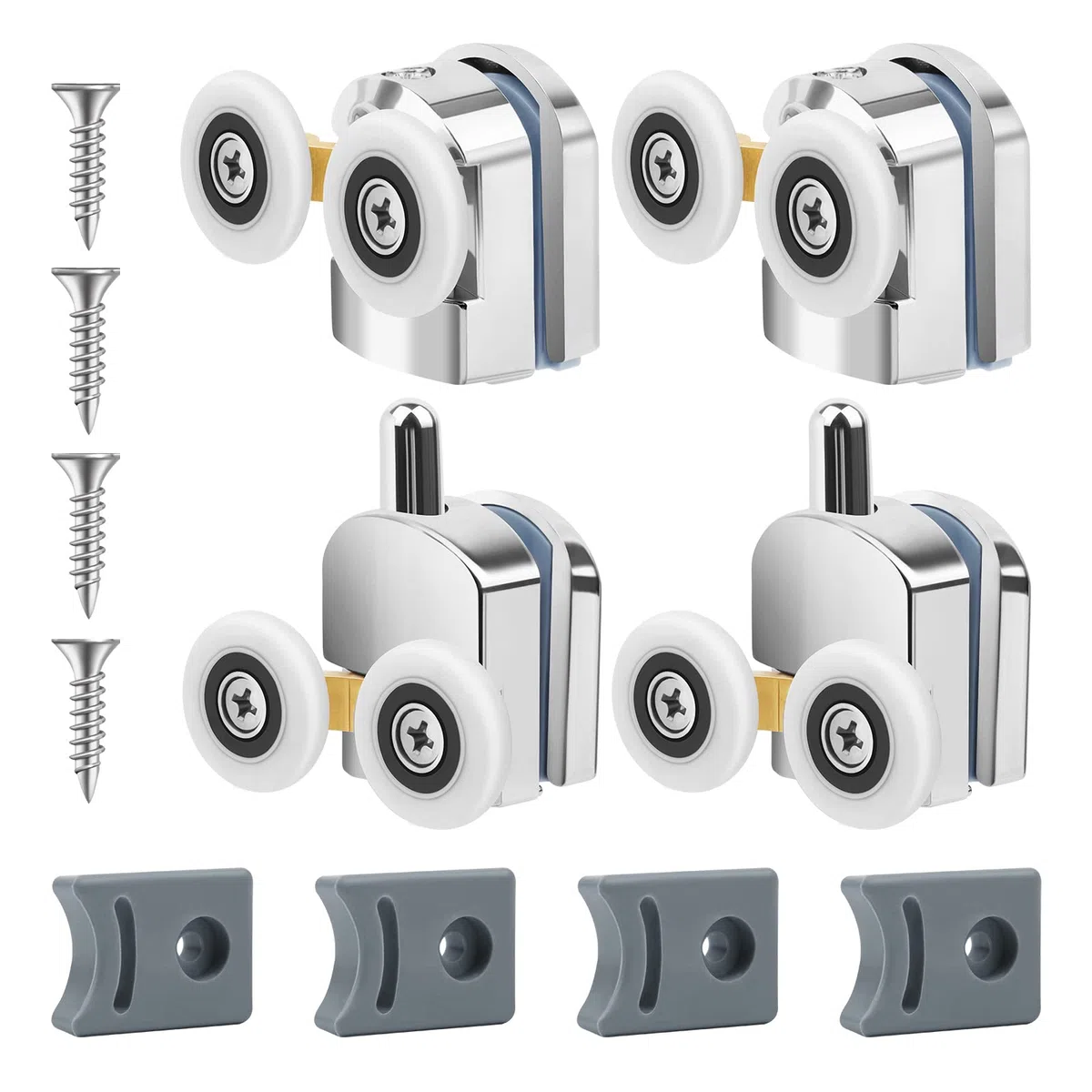4 Set Rulli Per Porta Box Doccia con doppia porta scorrevole, Rotelle Diametro e' 23 mm per Vetro 4-6 mm