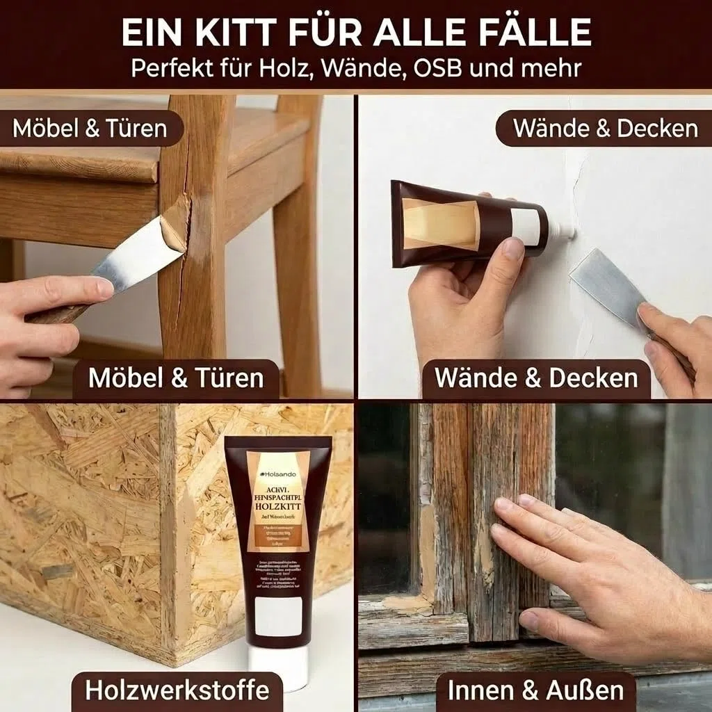 Stucco per legno acrilico per legno, OSB e pareti, noce scuro, 75, tubetto da 250 g