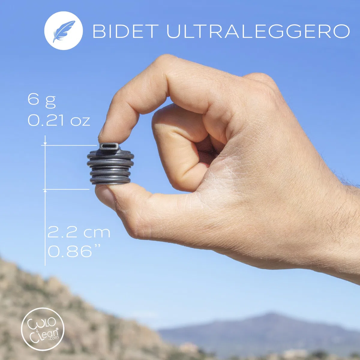 CuloClean Ultralight (6 g) bidet portatile per WC, viaggi, backpacking, escursionismo o campeggio