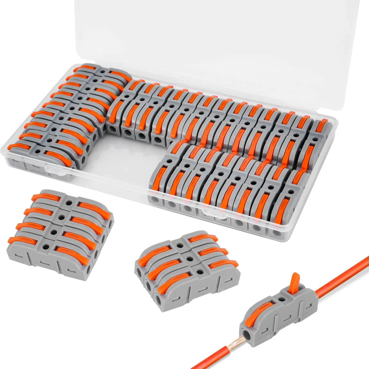 35 Pezzi Connettori Elettrici Rapidi con Polo, 1 Filo 2 Entrate Morsettiera elettrica， cavi elettrici connettore morsetti elettrici rapidi connettori per Cavi Combinabili Liberamente