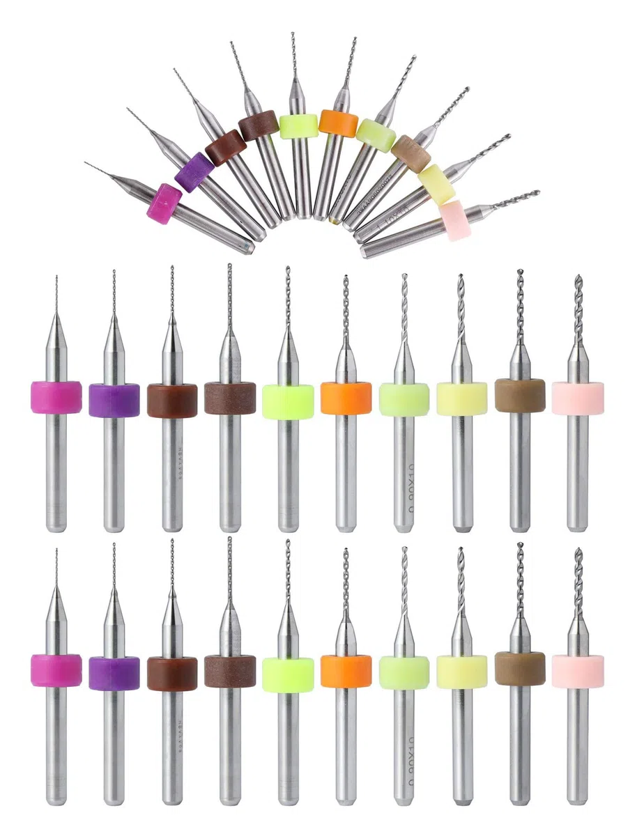 30 pezzi Punte da PCB Micro,Mini Trapano 0,3/0,4/0,5/0,6/0,7/0,8/0,9/1/1,1/1,2 mm Punta Twist Bits per Circuiti Stampati,Ambra,Cera d'api,Plastica,Gioielleria,Incisione