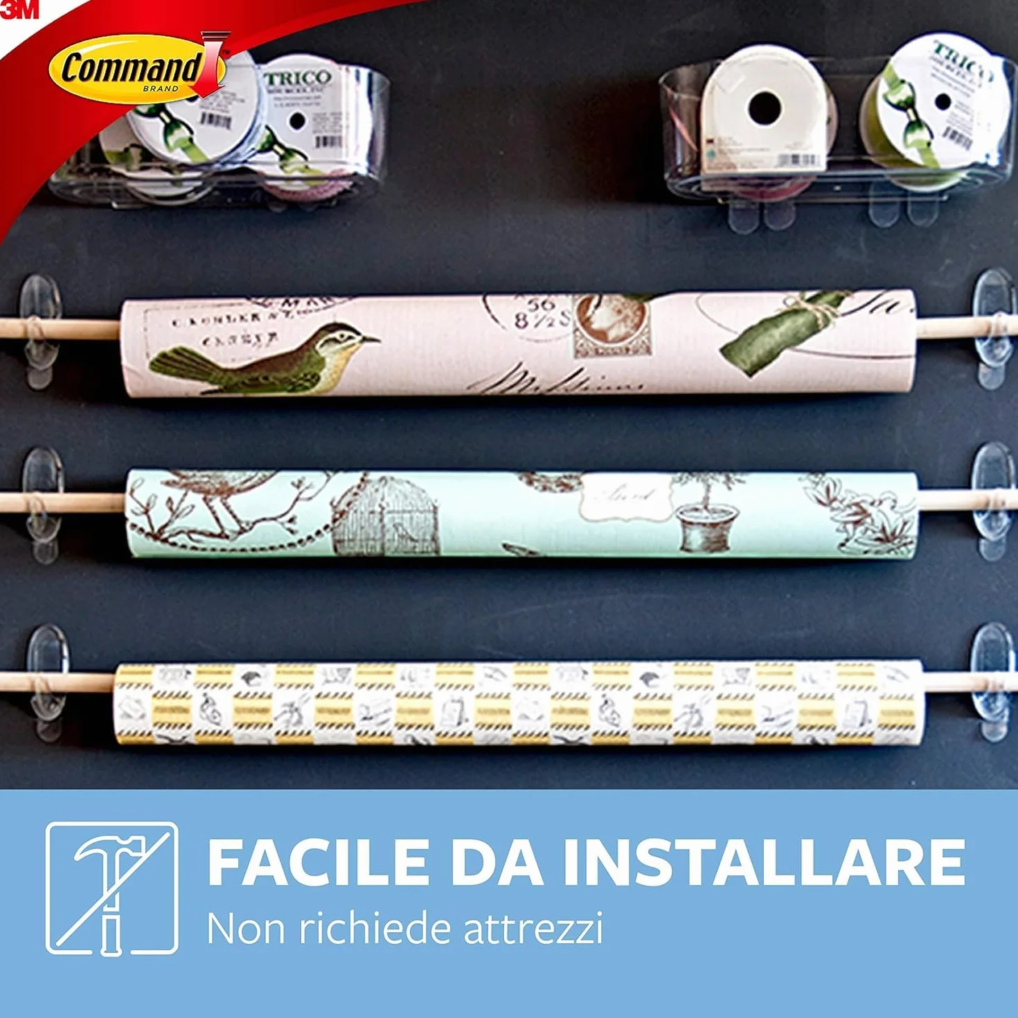 Command Ganci ovali trasparenti medi con linguette trasparenti, set di 7 ganci e 10 linguette, per appendere e decorare senza rovinare