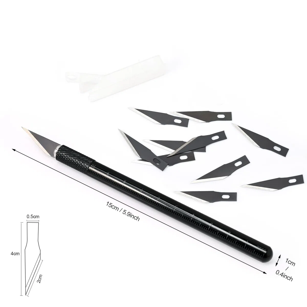 EHDIS Taglierino di precisione con 10 lame di olio antiruggine, Bisturi Modellismo, Cutter di Precisione con Scala, per Lavoro Artistico Fai Da Te Taglio, Scultura, Nero