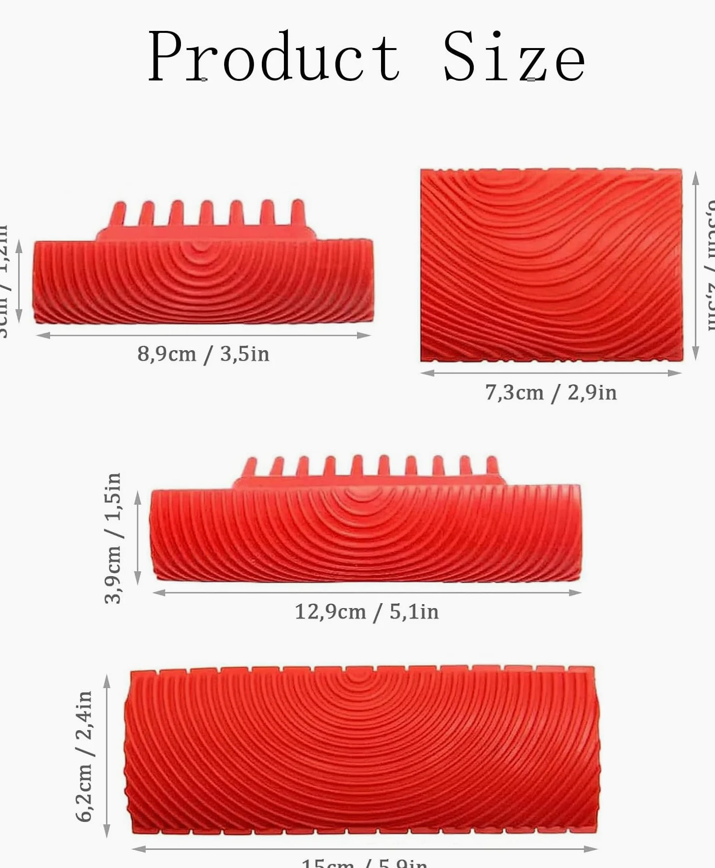 Strumento per venature del legno Strumento per pittura su gomma per decorazione murale Decorazione murale fai da te Rosso Confezione da 4