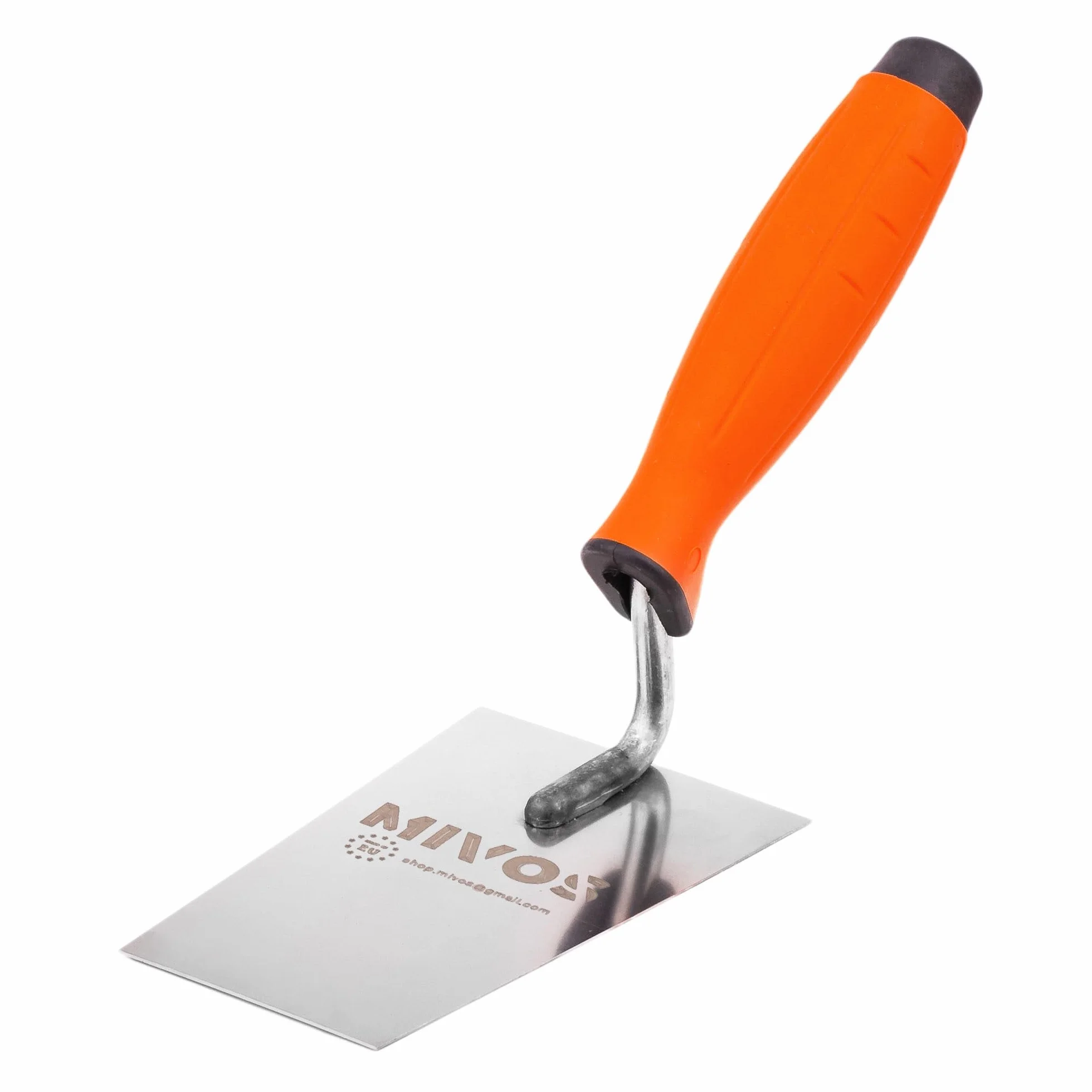 Mivos Cazzuola Trapezoidale in Acciaio Inox 130 x 60 mm - Spatola a Forma di Trapezio con Impugnatura in Gomma - Cazzuola per Intonaco Stucco e Lavori di Muratura - Prodotto in UE