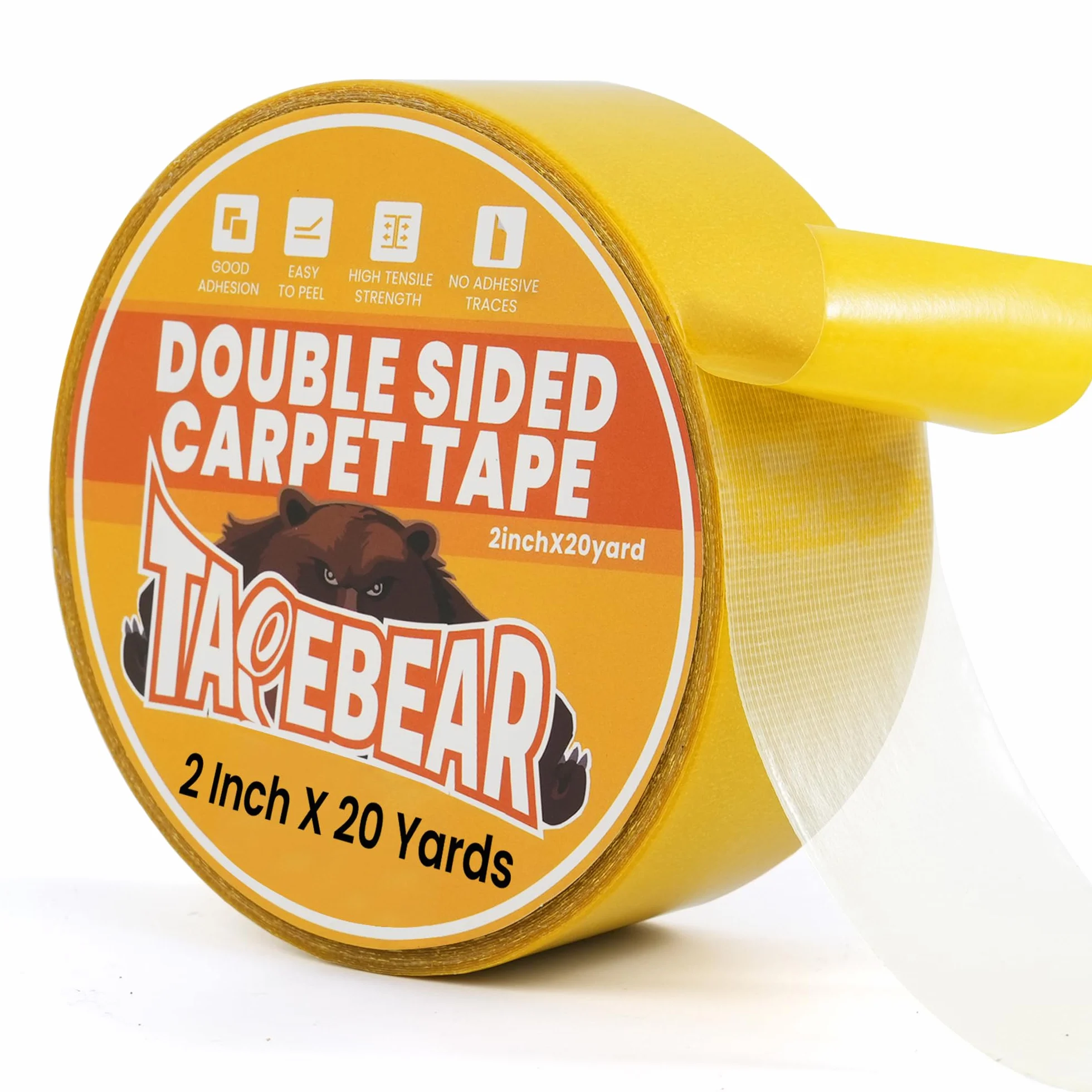 TAPEBEAR Nastro Biadesivo Per Tappeti 50mm x 18M, Extra Forte Biadesivo per Moquette, Senza Residui, Nastro Adesivo Per Tappeti, Pavimento In Legno
