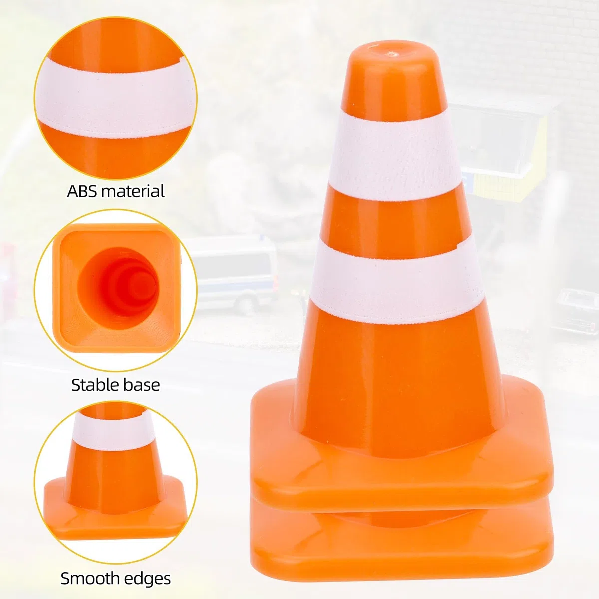 8 Pz Mini Coni Stradali, Piccoli Coni Sicurezza da Costruzione da 3,5cm Piccoli Segnali di Attenzione Stradali Mini Segnali Sicurezza Stradale Barricate per Scene di Strada in Miniatura