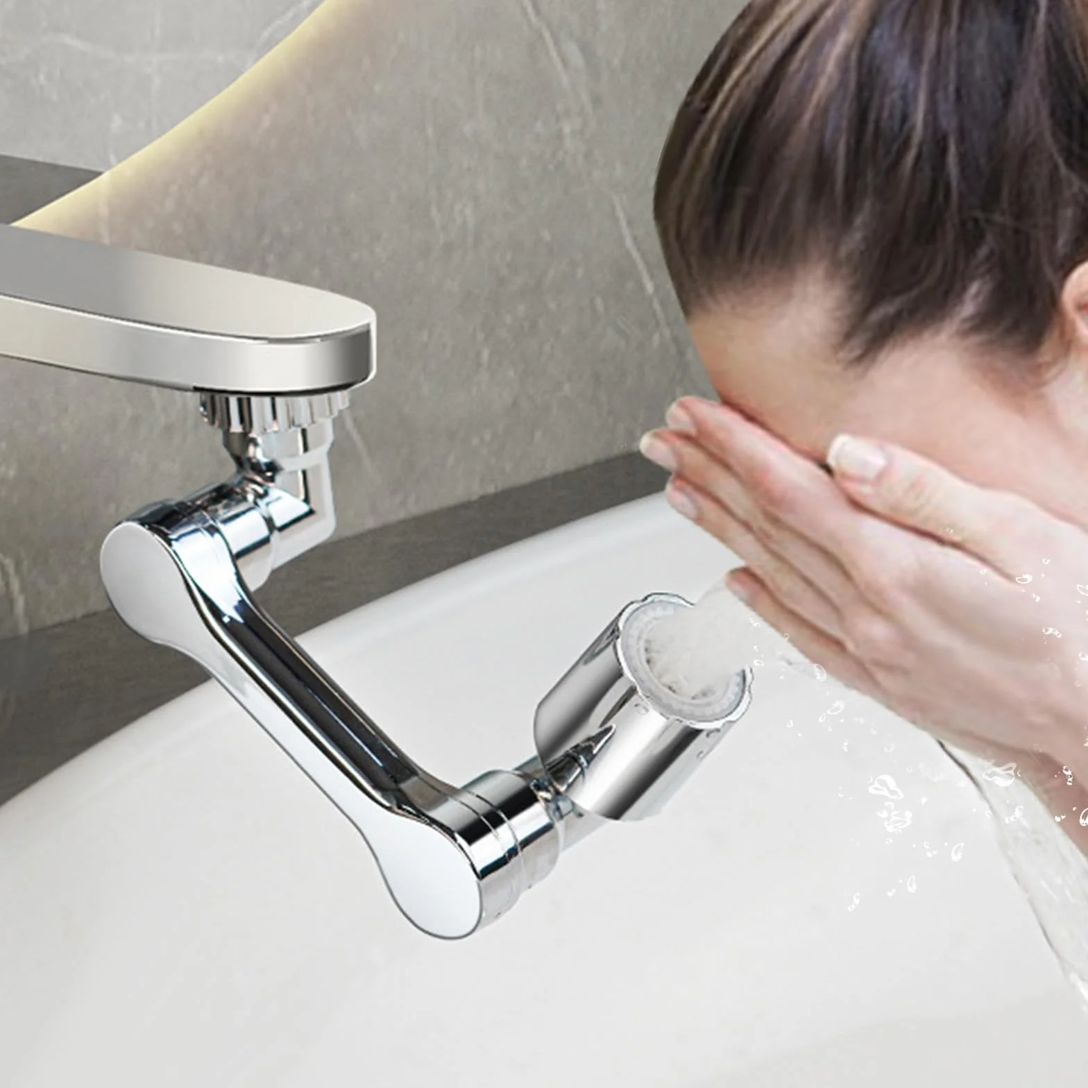 Prolunga Rubinetto Aeratore Rotante 1080 Gradi, Estensione Rubinetto con 2 Modalità, Prova Spruzzi per Lavello Bagno Cucina