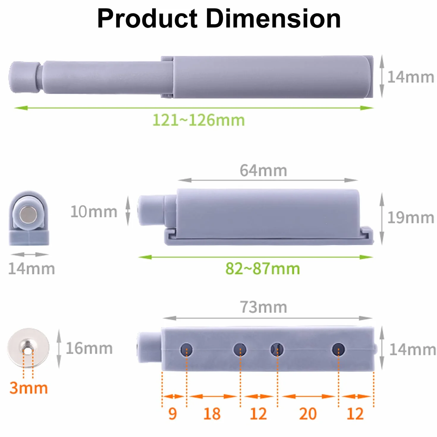 Greluma 6 Pz Chiusura a spinta per porta, chiusura magnetica per porta nascosta, armadi, cassetti per camper, armadietti della cucina