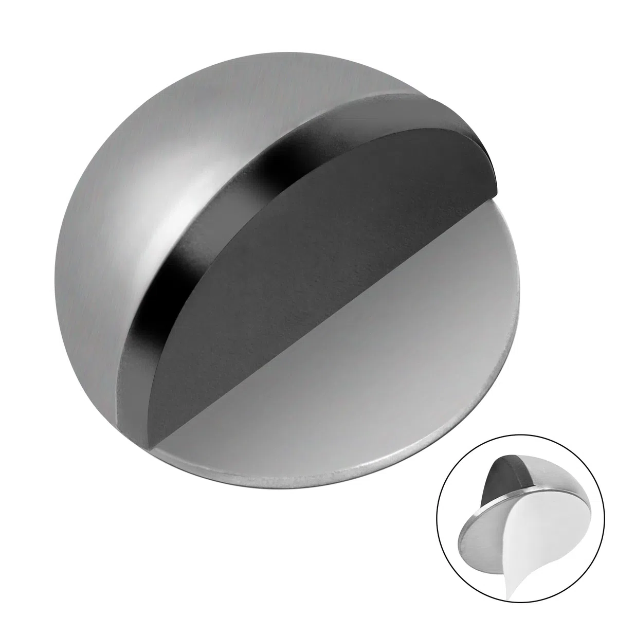 ECOSEAO 1 pezzi Fermaporta da Pavimento Adesivo, Fermaporta da Pavimento in Acciaio Inox, Ferma Porta da Pavimento con Paraurti in Gomma, Fermaporte per Tutti i Pavimenti Duri(Argento)