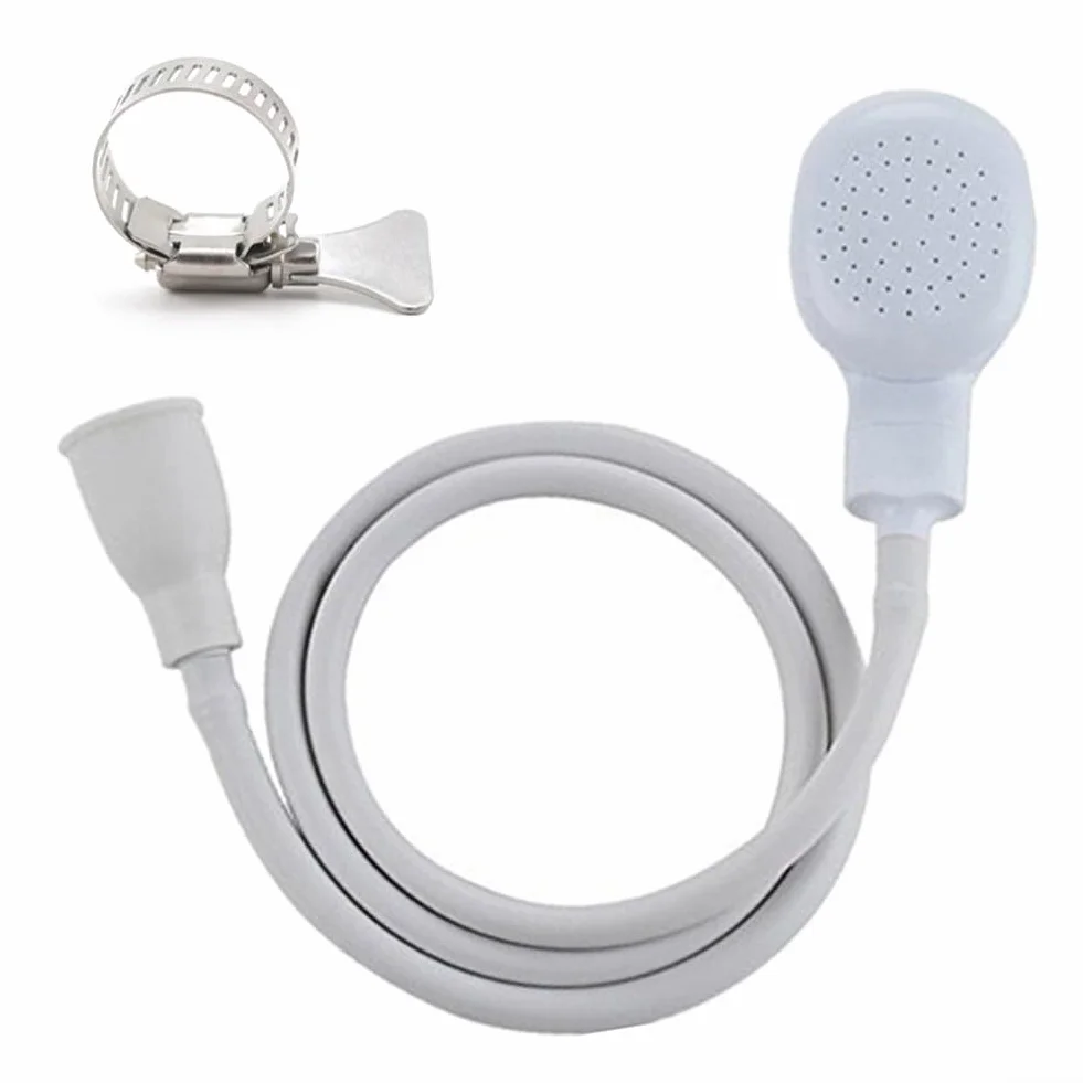 Tubo spray per lavandino in plastica bianca, doccetta portatile e spruzzatore per rubinetto per lavare capelli, sciacquare verdure, shampoo spray portatile per bagnare bambini, animali domestici