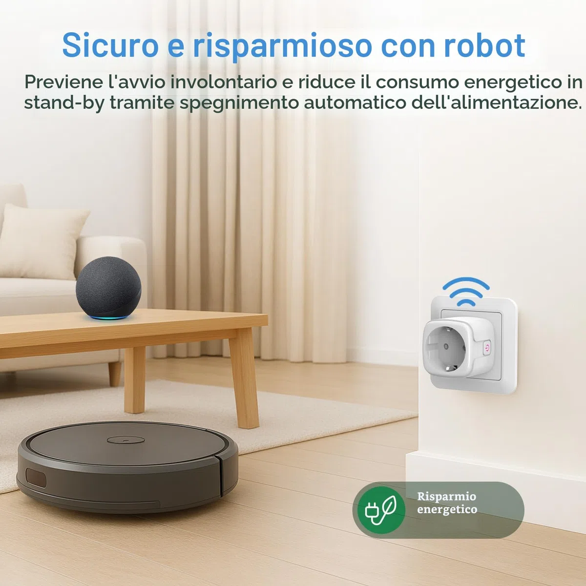SURFOU Presa Smart, 16A Intelligente Plug Compatibile con Alexa e Google Home, Controllo Vocale, 2.4GHz WiFi Accesso Remoto, Nessun Hub Necessario, Monitoraggio del Consumo Energetico