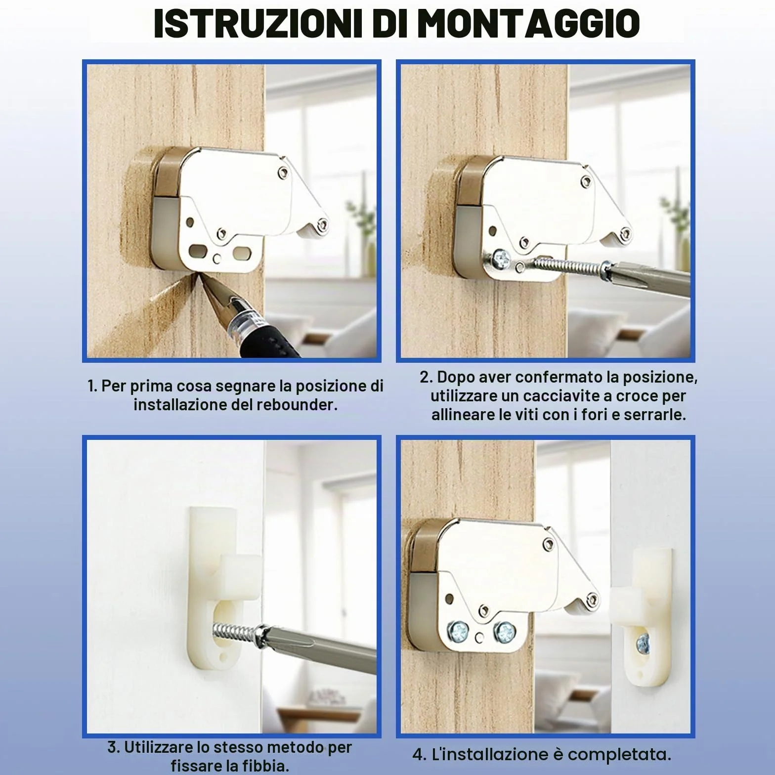 5 Pezzi mini chiusura porta,ferma porta push pull per ante,mini fermo a molla chiusura dell'armadio,chiusura dell'anta dell'armadio a molla,Scrocco a Molla Per Armadi,calamite per mobili chiusura