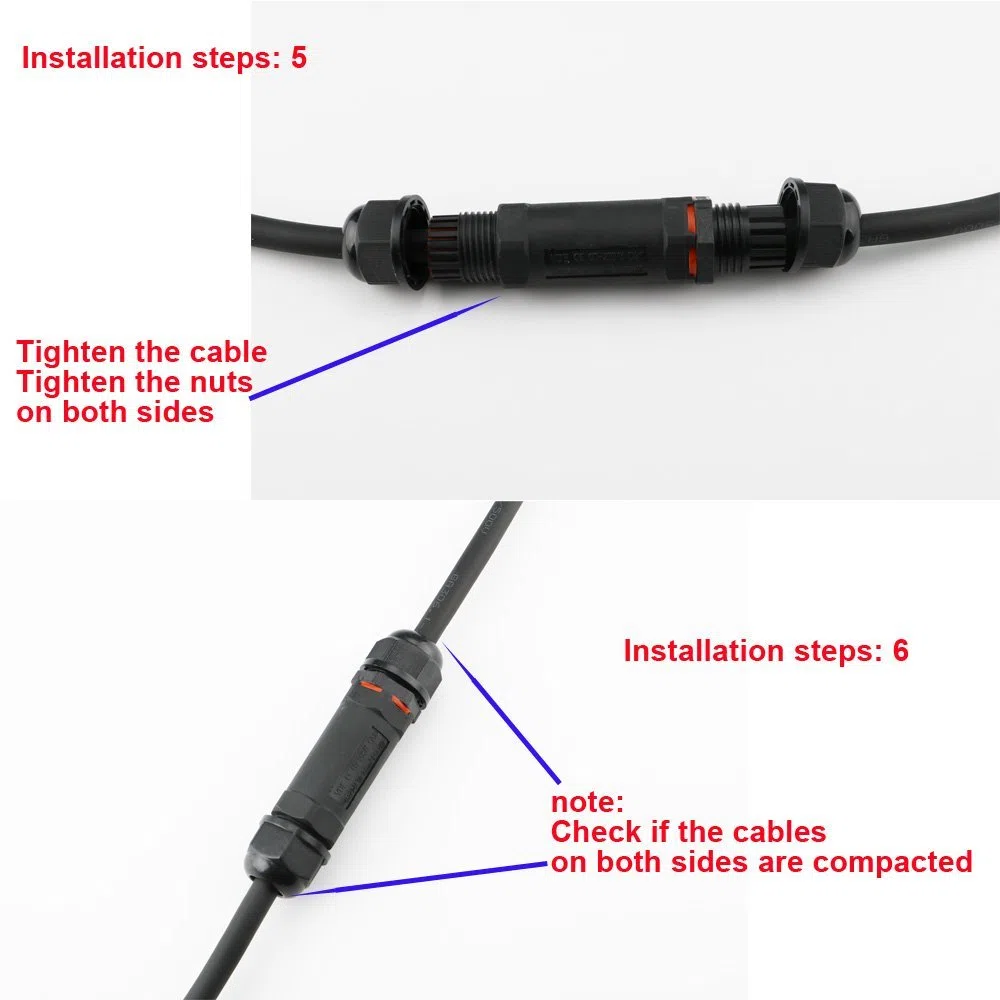 Connettore cavi impermeabile IP68, CESFONJER 2pezzi connettore per cavi esterni, scatola giunzione esterna, accoppiatore per manicotti per connettori per cavi per cavi da 2 o 3 pin di diametro 5-13 mm