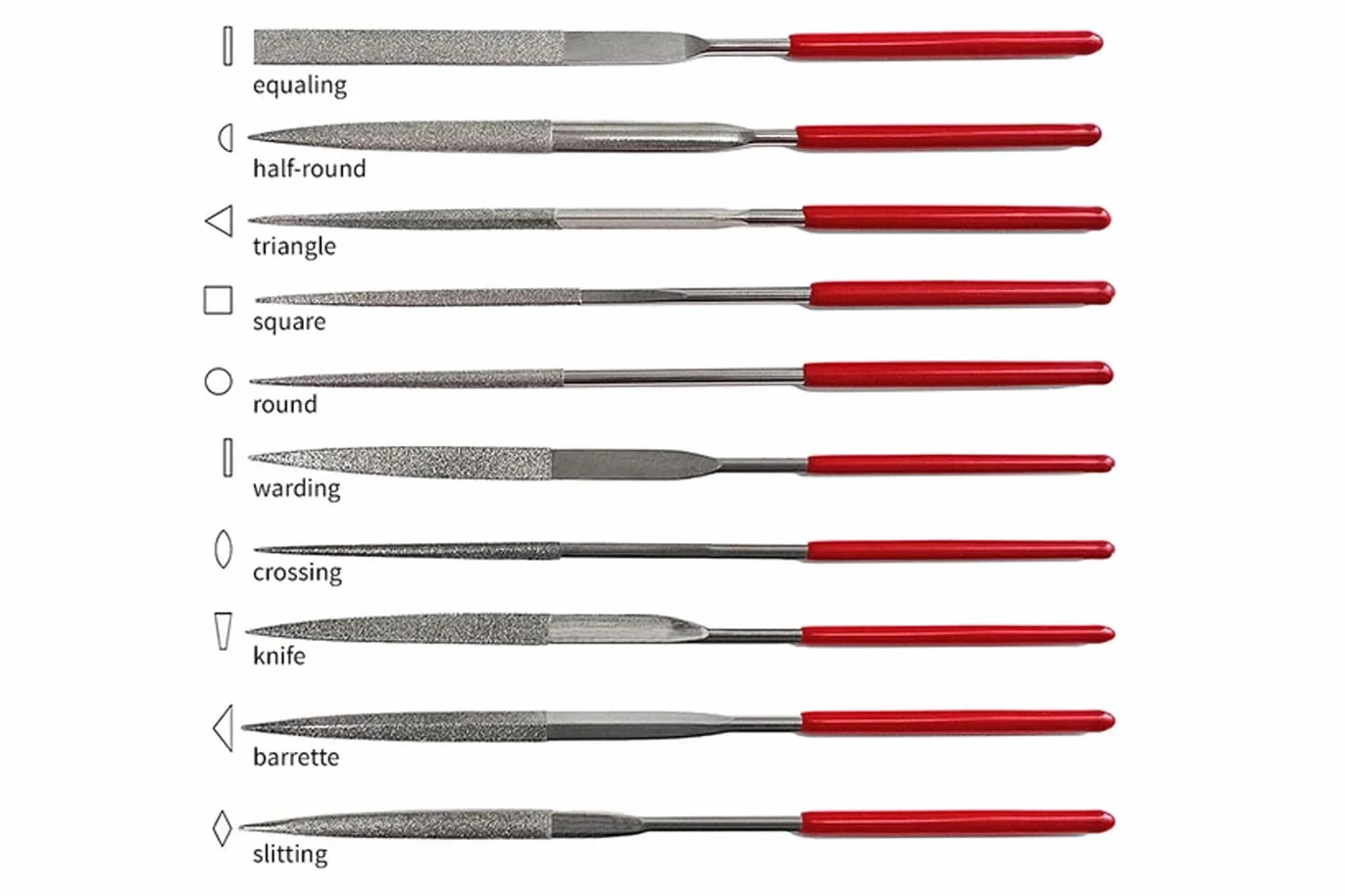 Set 10 Lime ad Ago di Precisione Diamantate 160mm Raspe per Metallo Legno