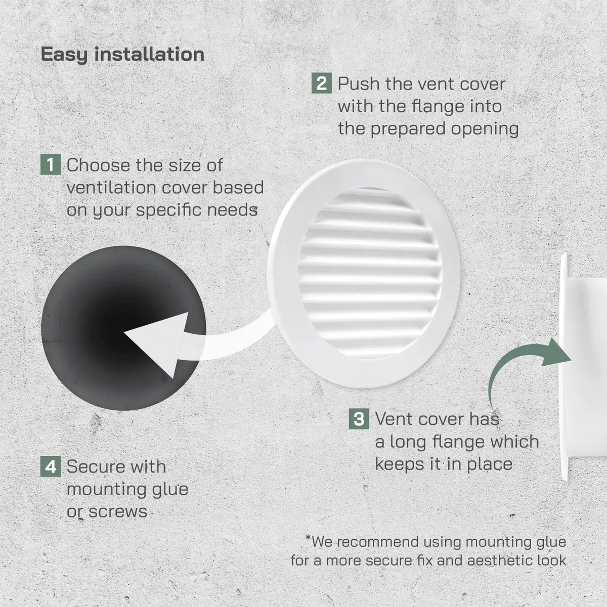 Vent Systems Copertura per sfiato a soffitto bianca da 10 cm – Feritoia rotonda per sfiato – Copertura per griglia – Zanzariera integrata – prese d'aria HVAC per bagno, casa, ufficio, cucina