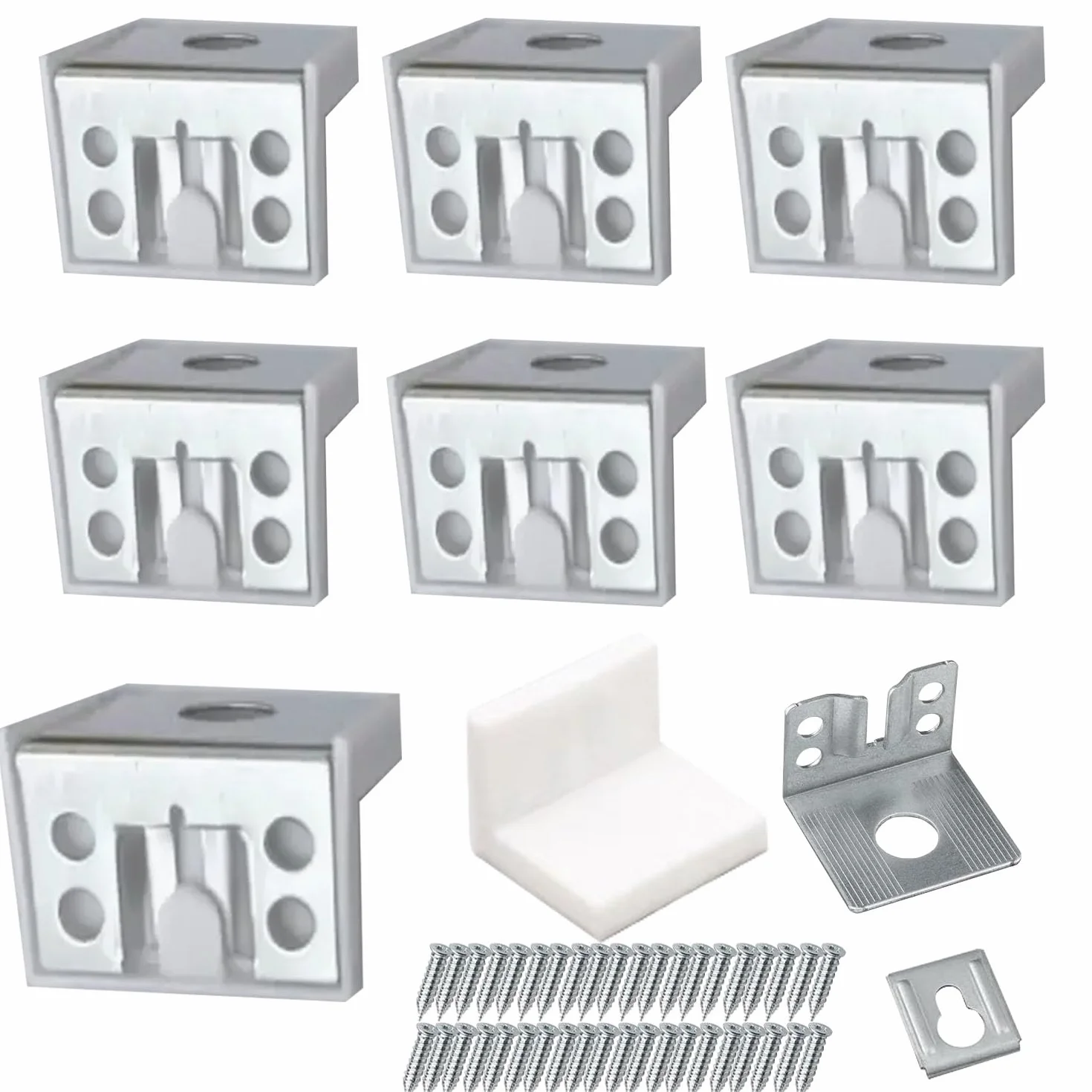 Staffe di Fissaggio per Superiore da Cucina 8 PCS Raccordo per Sospensione a Parete 5 x 4.6 x 3.5 cm Supporto per Armadi e Pensili Tappo di Copertura Attaccaglie per Pensili Adatto Armadi e Mobili