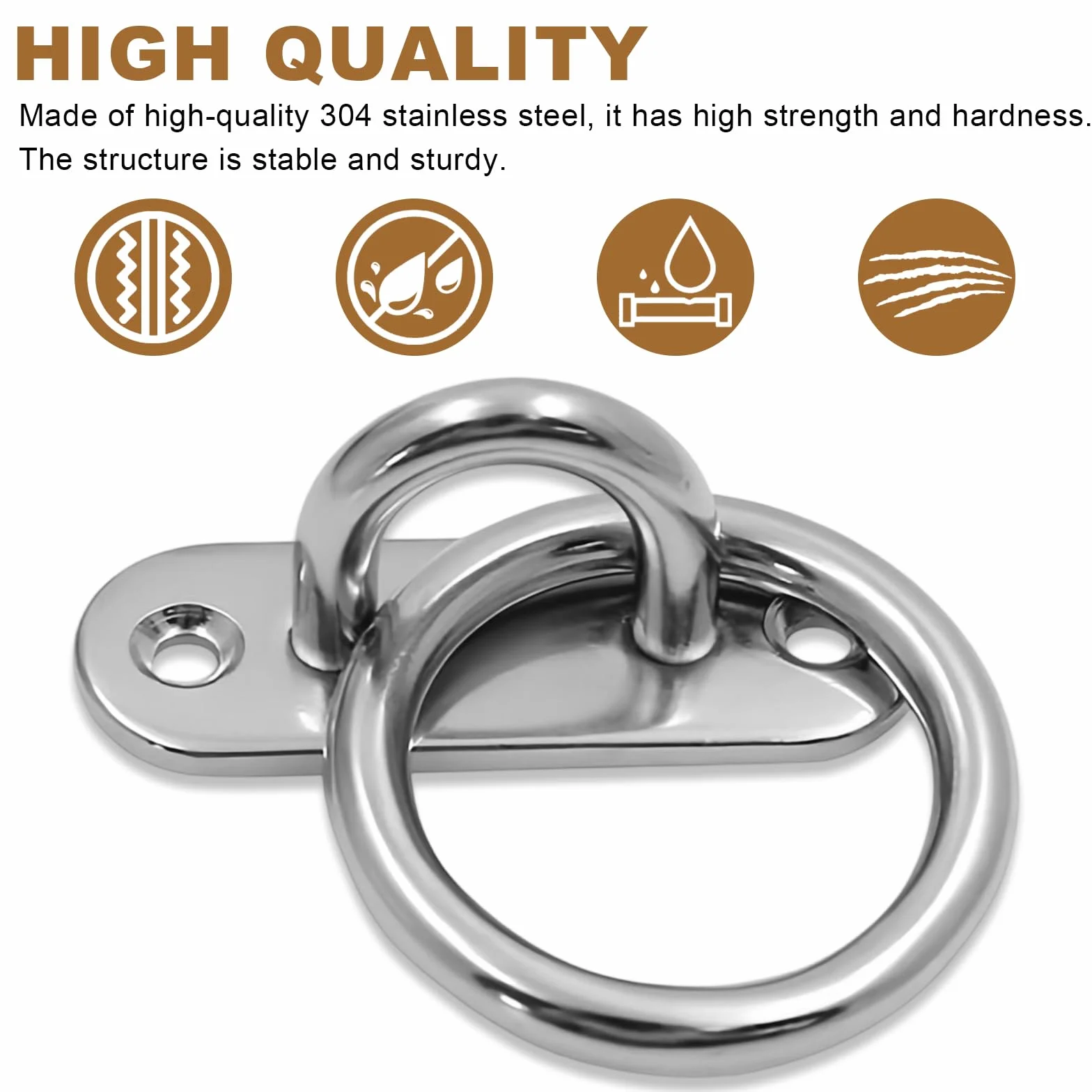 4 Pezzi Anellos per Legare Cavalli, Acciaio Inossidabile 304 Anello per Legare il Cavallo, Anello Metallico Ad Occhiello in Acciaio Inox Spessore 5 mm, Adatto per Scuderie, Studi di Yoga