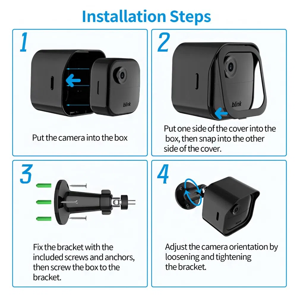 Staffa di montaggio a parete per fotocamera Blink Outdoor 4a generazione / Blink 3a generazione, supporto regolabile a 360 gradi per fotocamera Blink 4a generazione, resistente alle intemperie