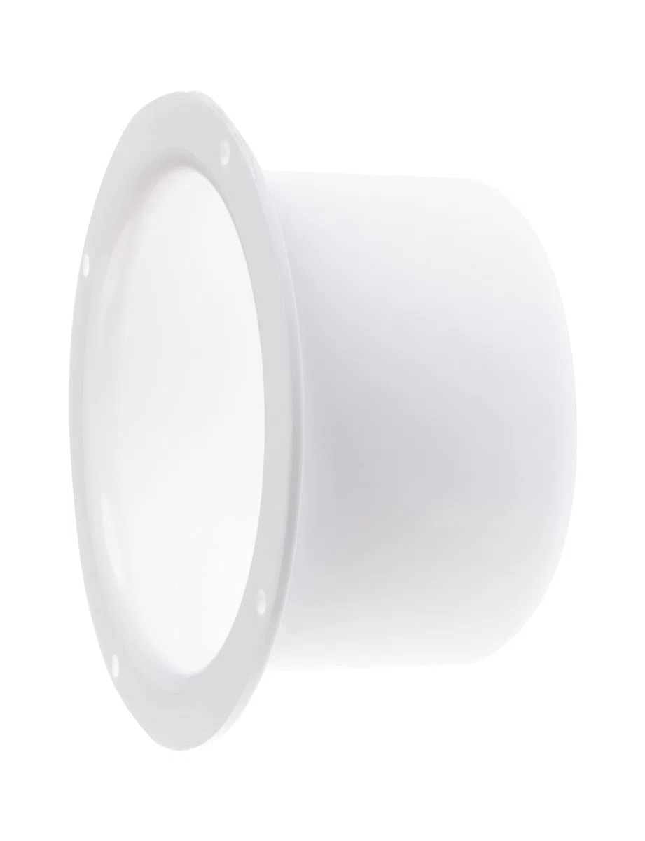 Steinberg14 Flangia da parete Ø 100 mm, colletto in vita, montaggio tubo rotondo in PVC, connettore per tubo di ventilazione