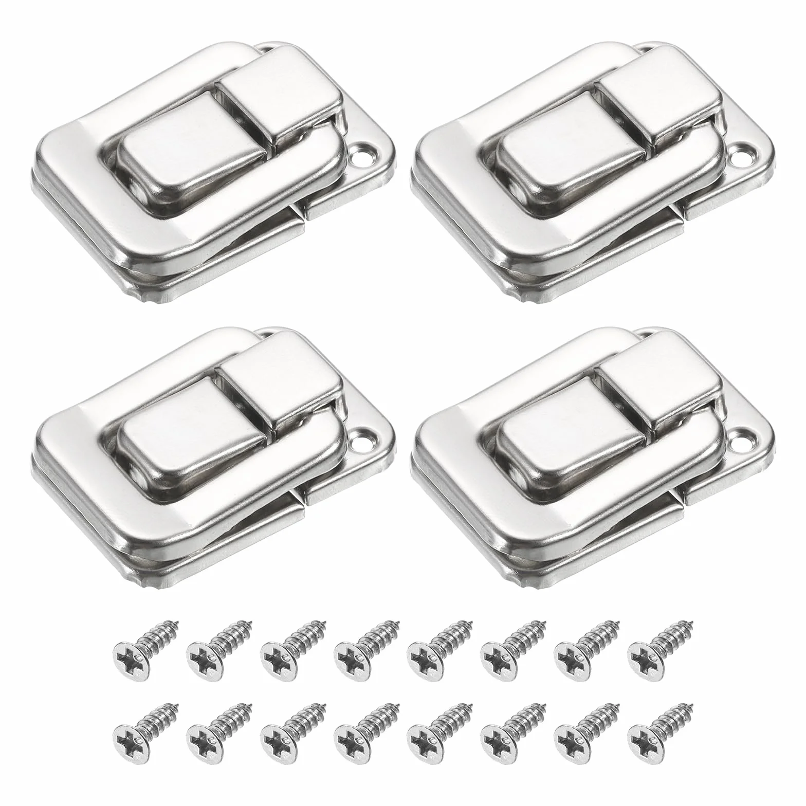 QUARKZMAN 4pz Blocco Chiusura a Levetta 1,57" x 1,06" (LxW) Ferro Fermaglio Blocco Chiavistello Chiusura per Scatola Gioielli Custodia Legno Cassetta Attrezzi Argento